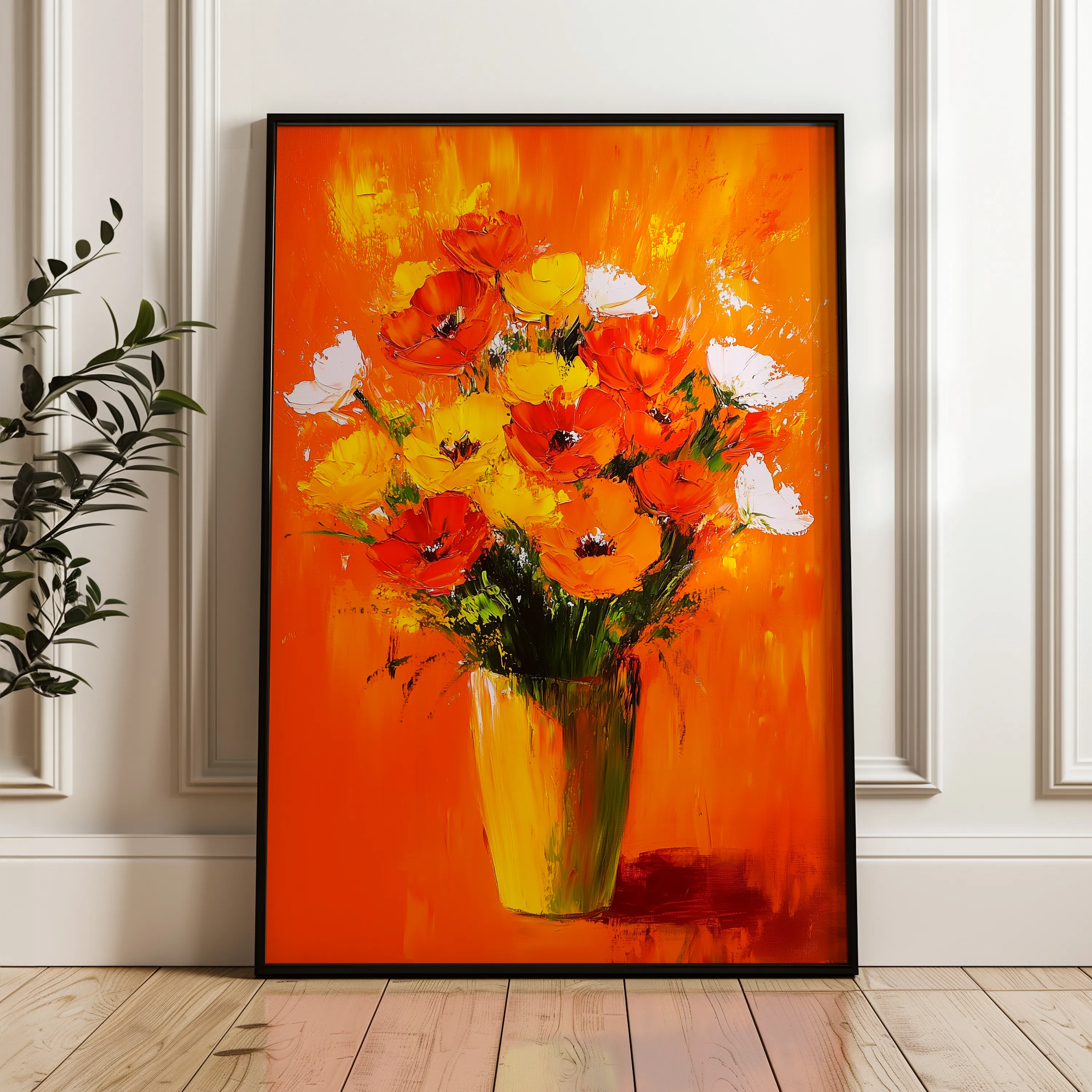 Floral 1028 Canvas Art 18" x 24" / 45 x 60 cm / Black