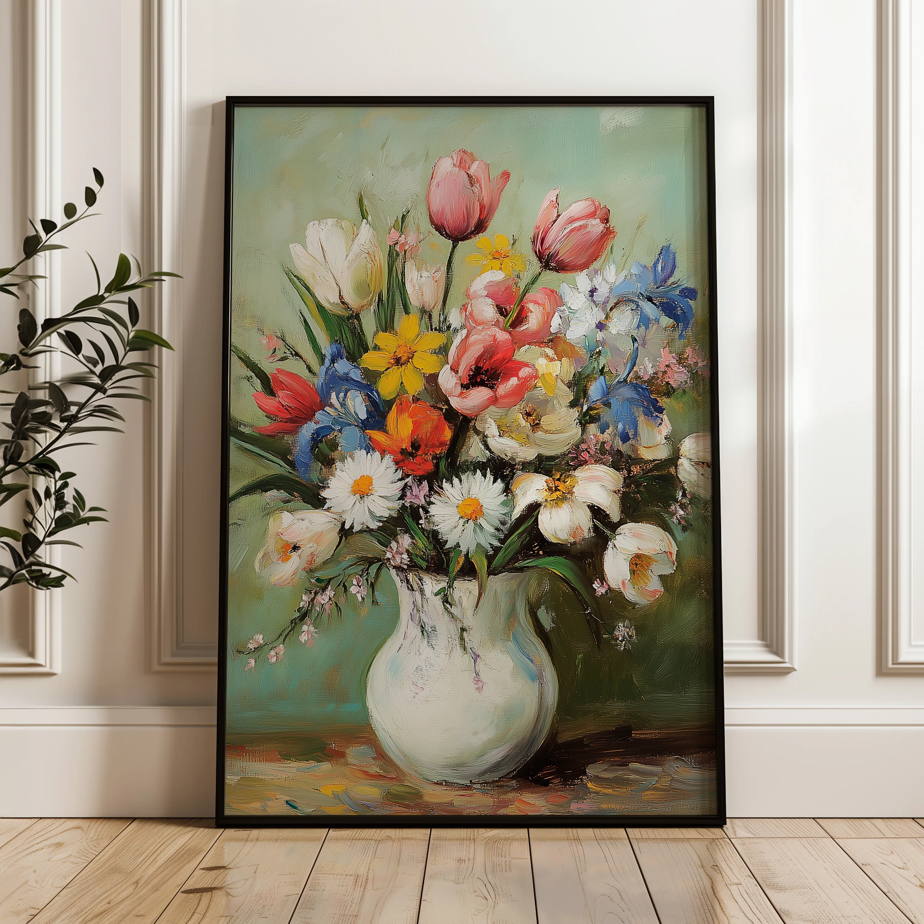 Floral 1029 Canvas Art 18" x 24" / 45 x 60 cm / Black