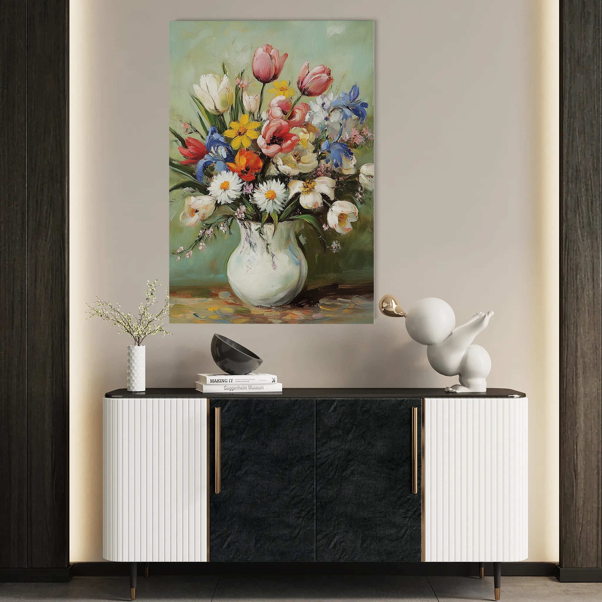 Floral 1029 Canvas Art 18" x 24" / 45 x 60 cm / Black