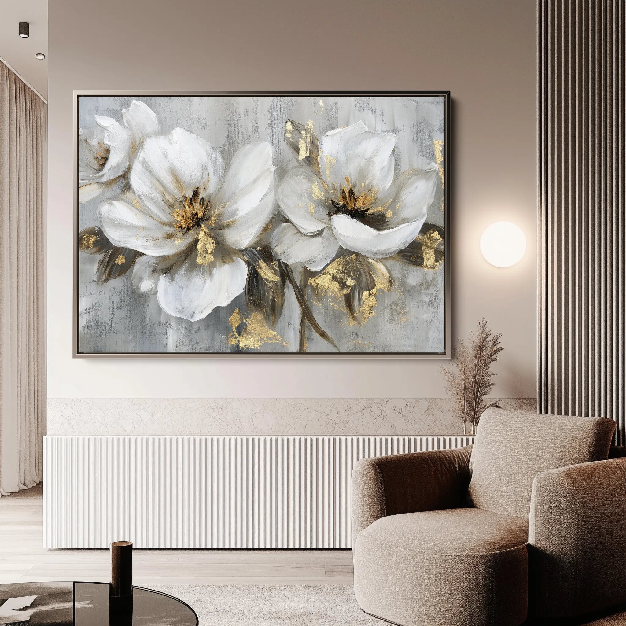 Floral 103 Canvas Art 18" x 24" / 45 x 60 cm / Black