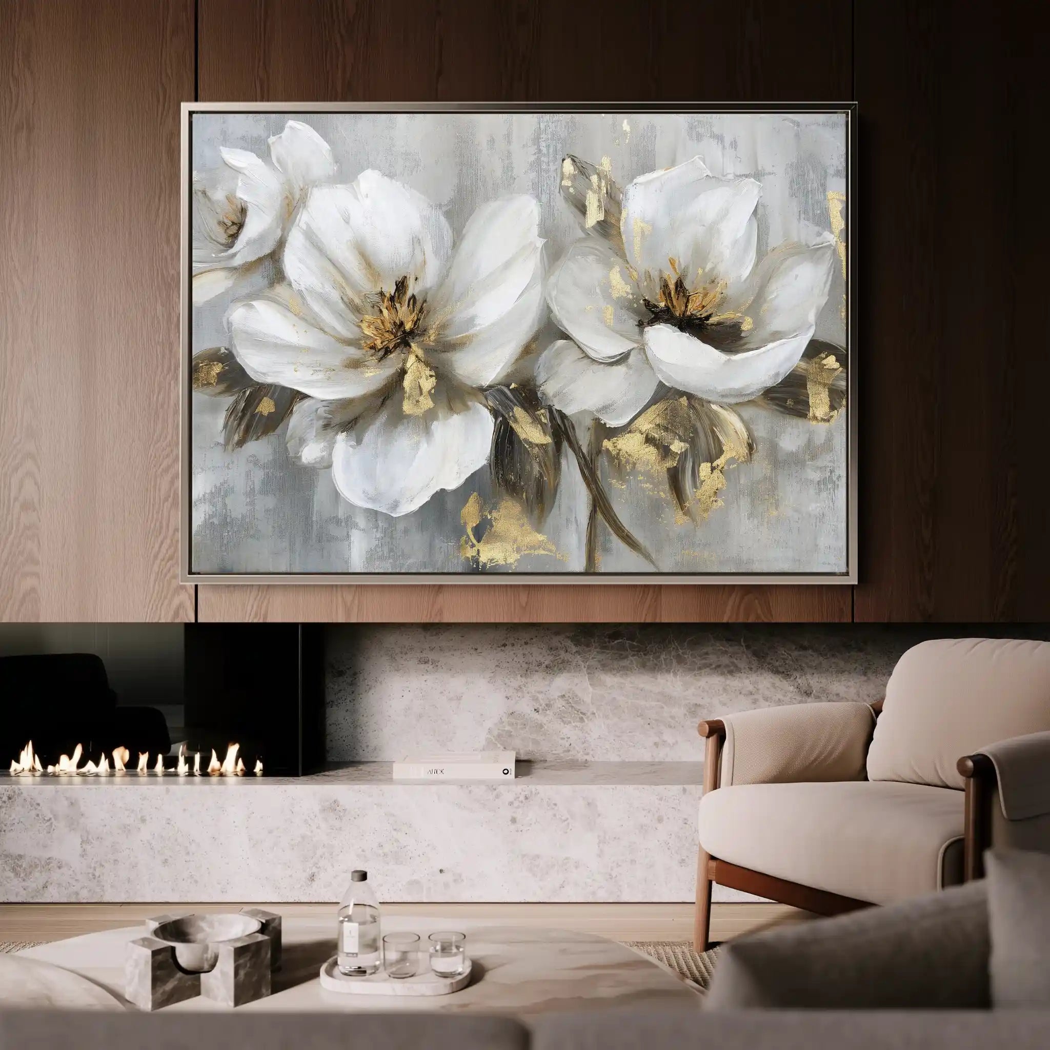Floral 103 Canvas Art 60 x 40 cm / Black