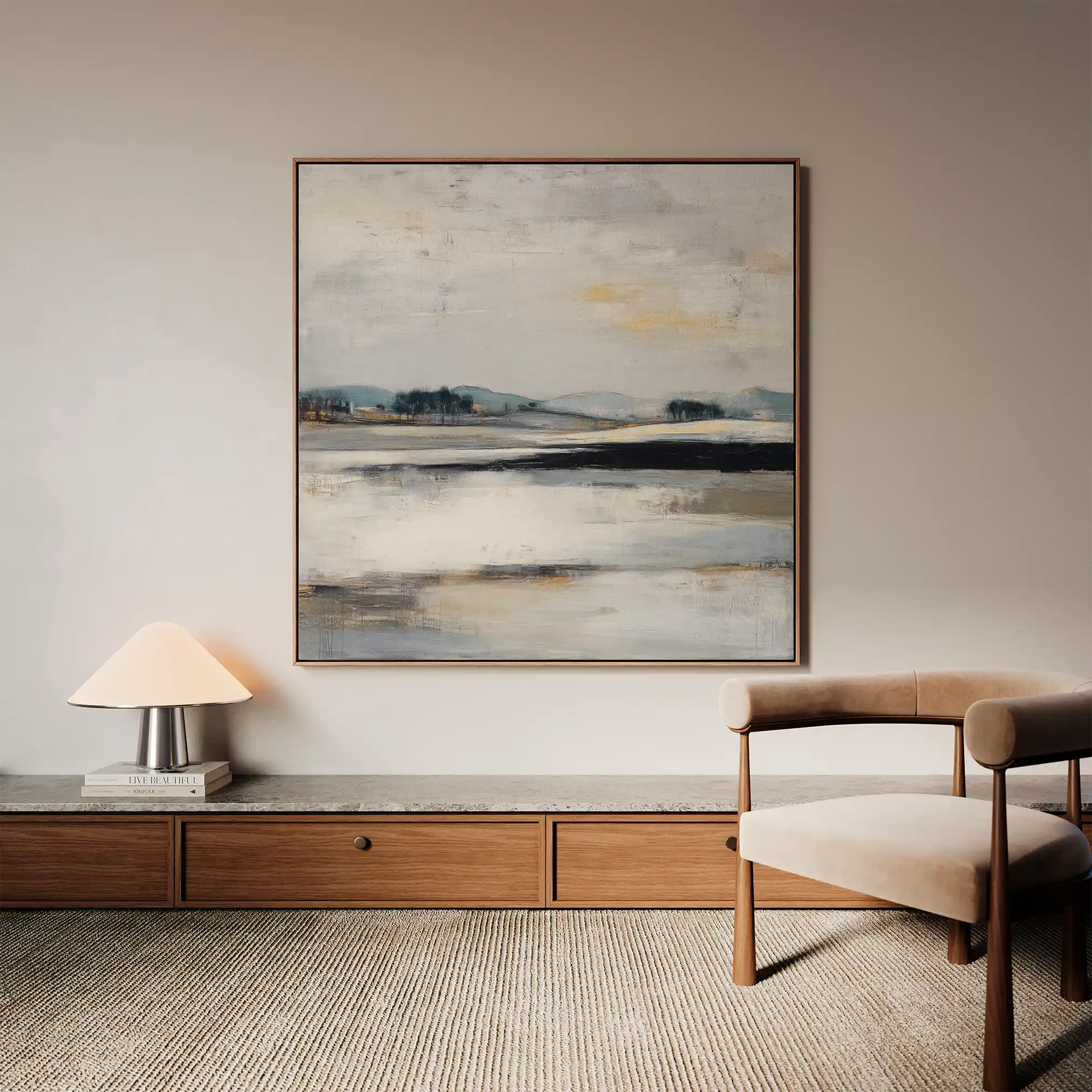 Abstract 1030 Canvas Art 16" x 16" / 40 x 40 cm / Black