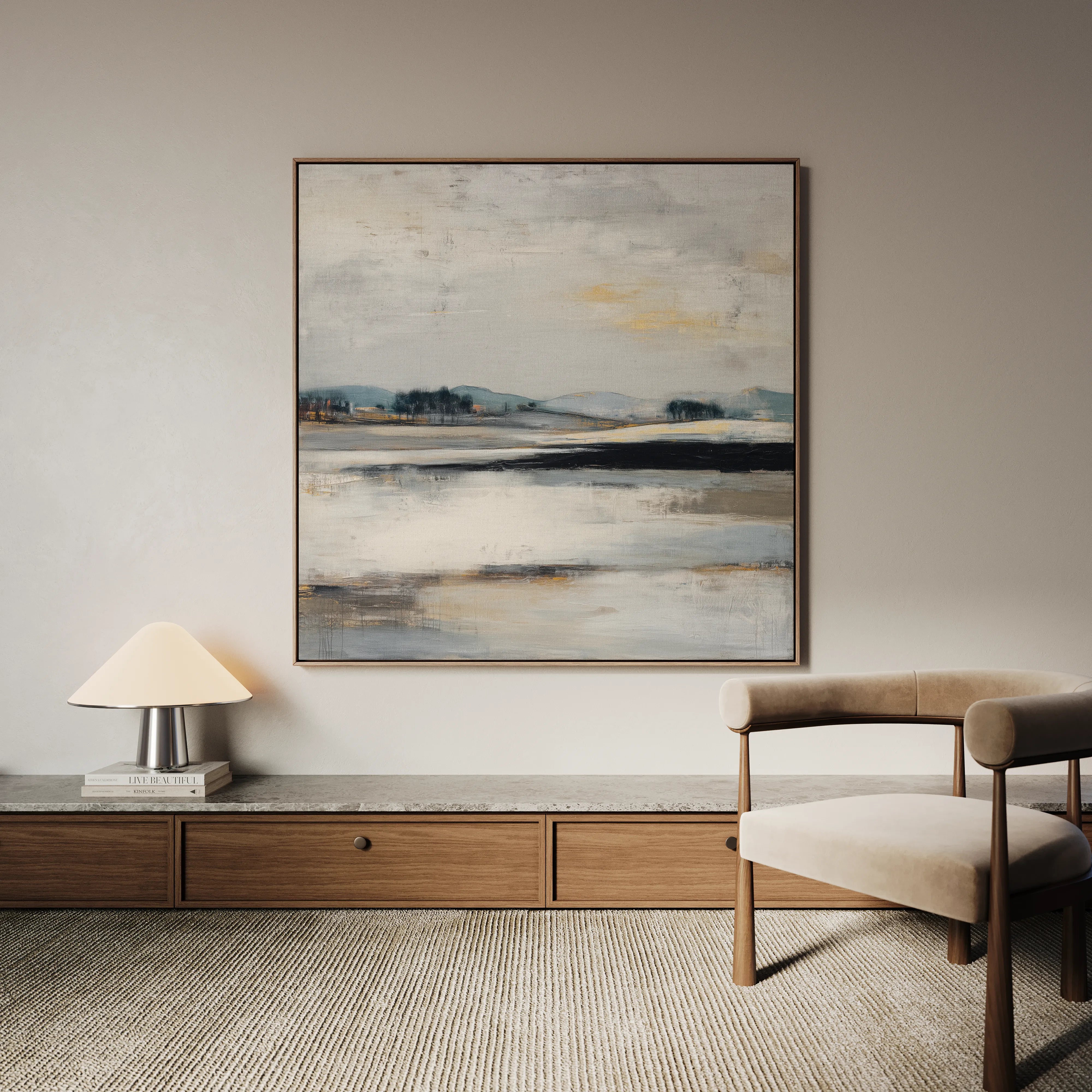 Abstract 1030 Canvas Art 16" x 16" / 40 x 40 cm / Black