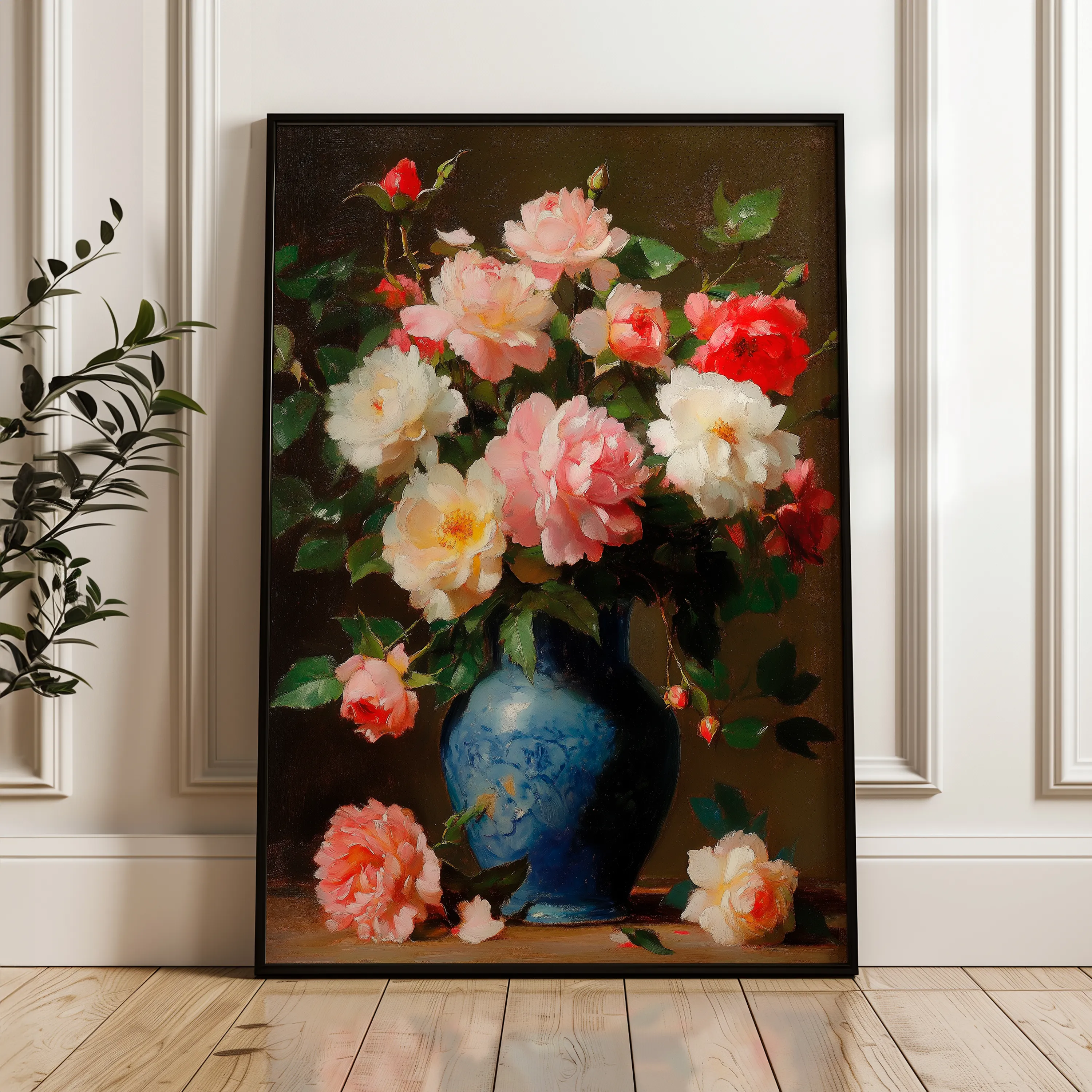 Floral 1030 Canvas Art 18" x 24" / 45 x 60 cm / Black