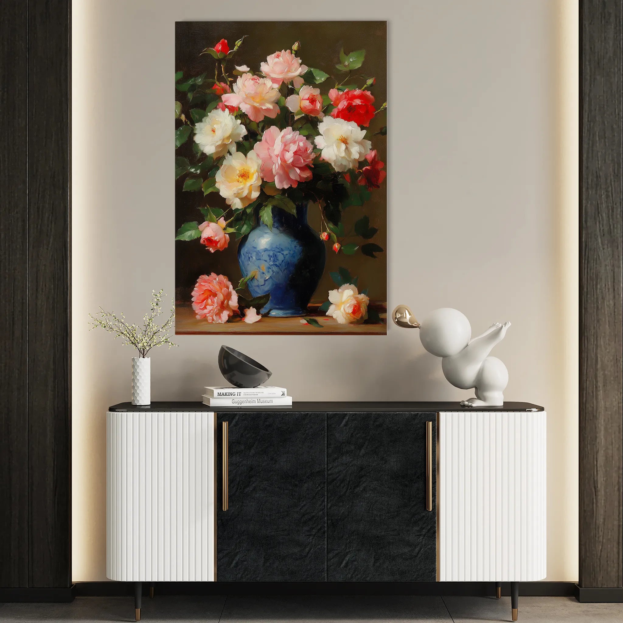 Floral 1030 Canvas Art 18" x 24" / 45 x 60 cm / Black