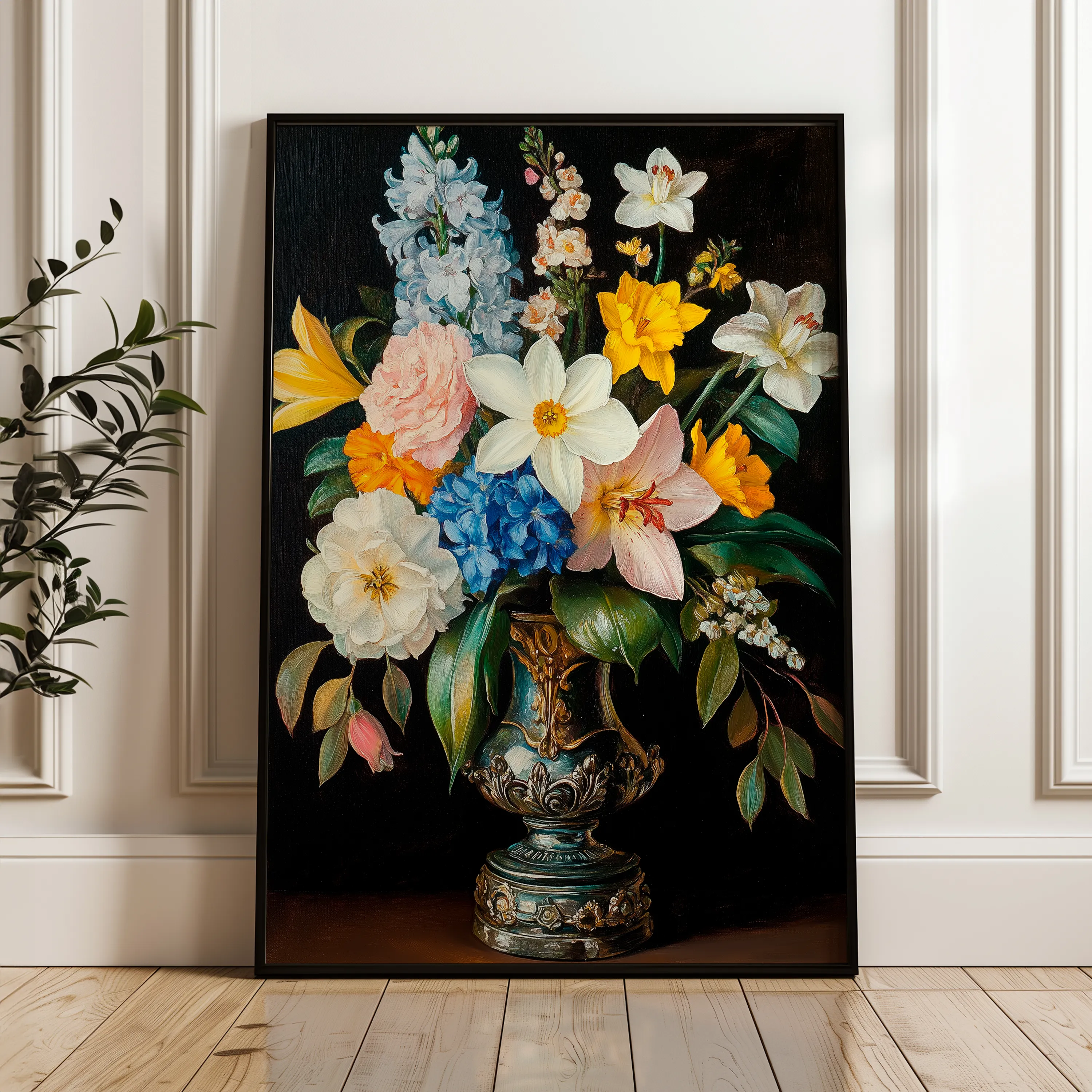 Floral 1031 Canvas Art 18" x 24" / 45 x 60 cm / Black