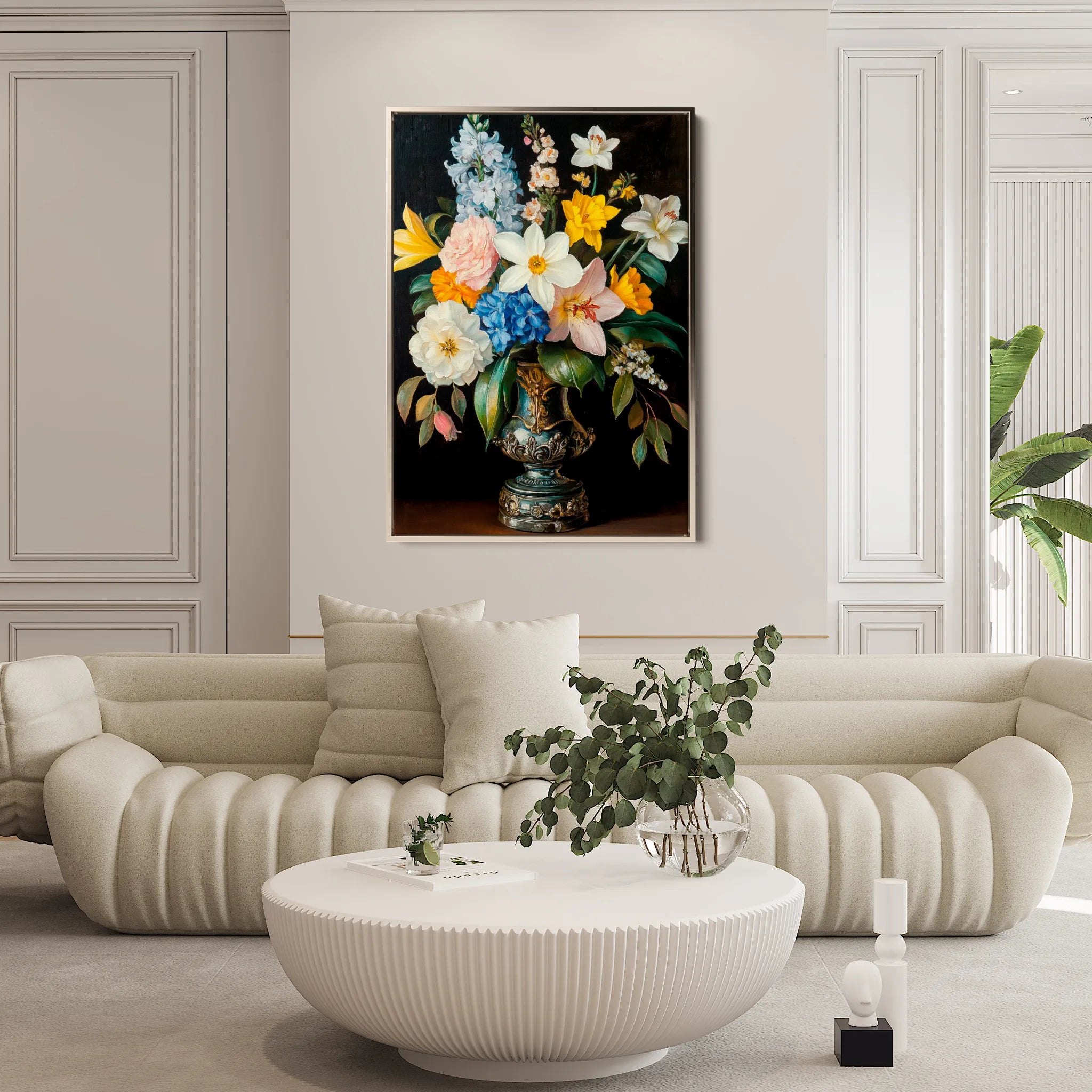 Floral 1031 Canvas Art 18" x 24" / 45 x 60 cm / Black