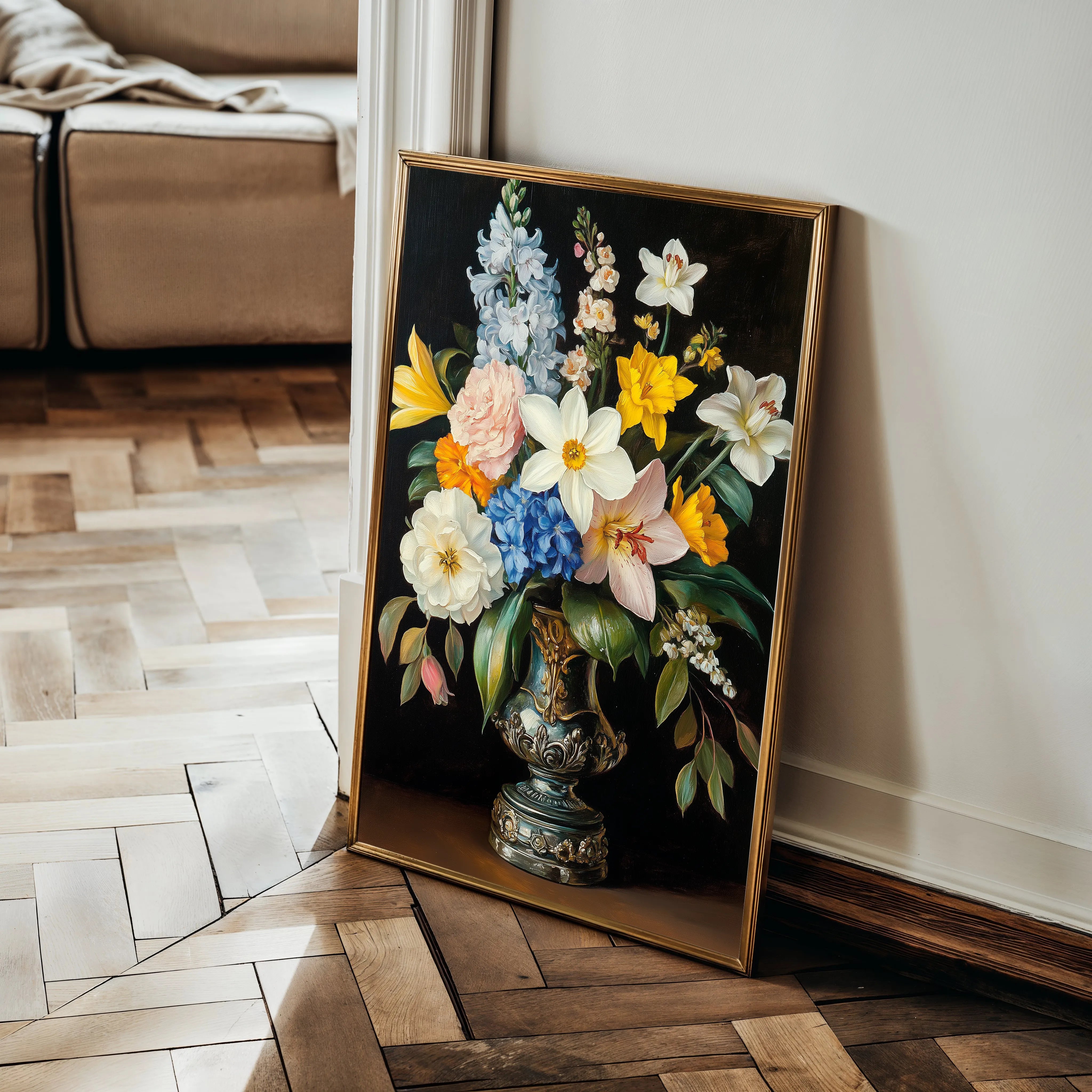 Floral 1031 Canvas Art 18" x 24" / 45 x 60 cm / Black