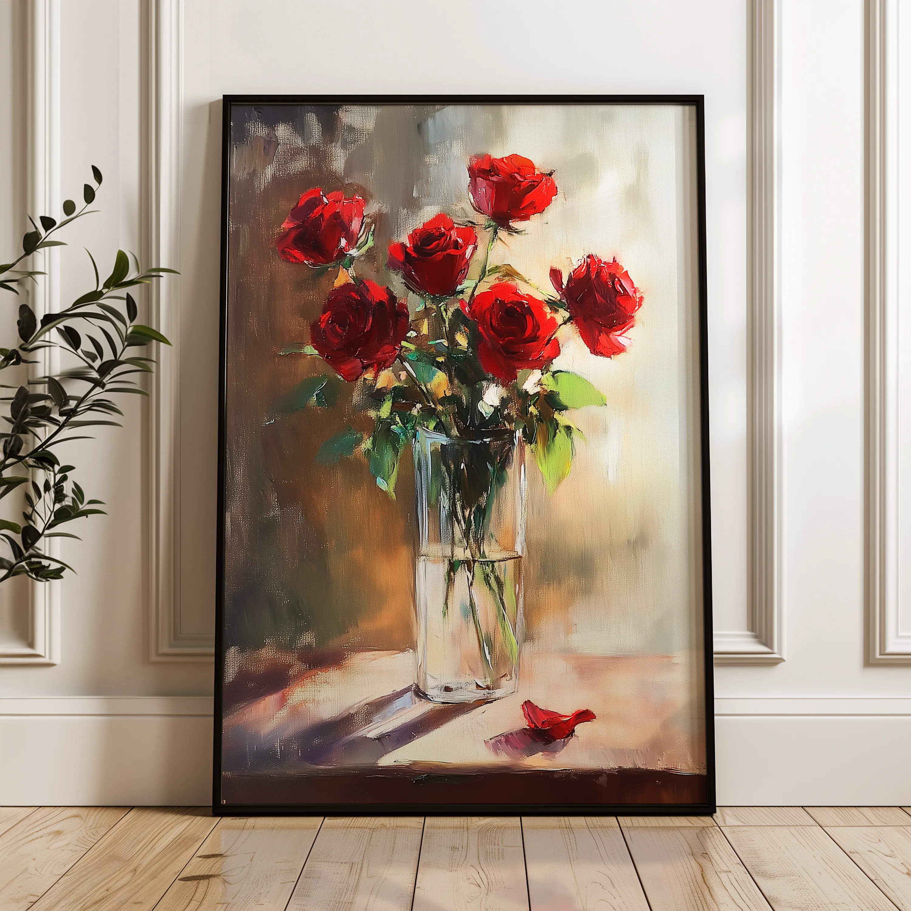 Floral 1032 Canvas Art 18" x 24" / 45 x 60 cm / Black