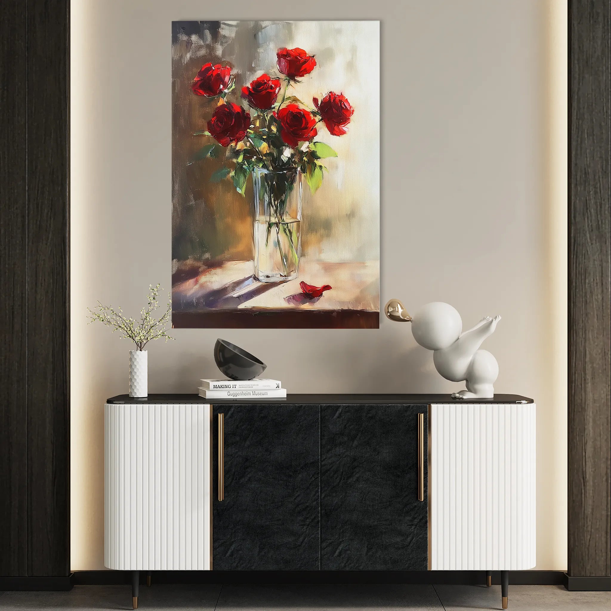 Floral 1032 Canvas Art 18" x 24" / 45 x 60 cm / Black