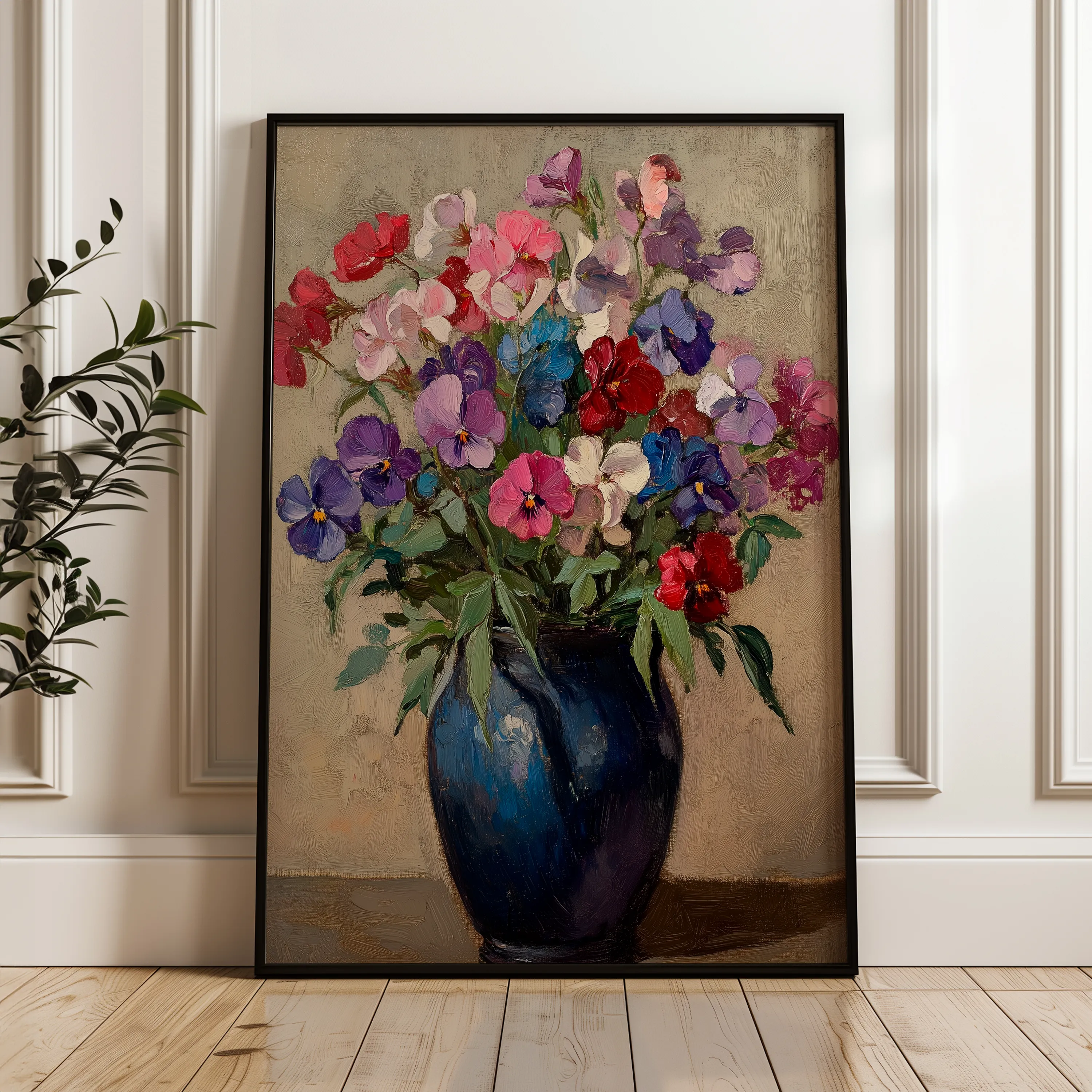 Floral 1033 Canvas Art 18" x 24" / 45 x 60 cm / Black
