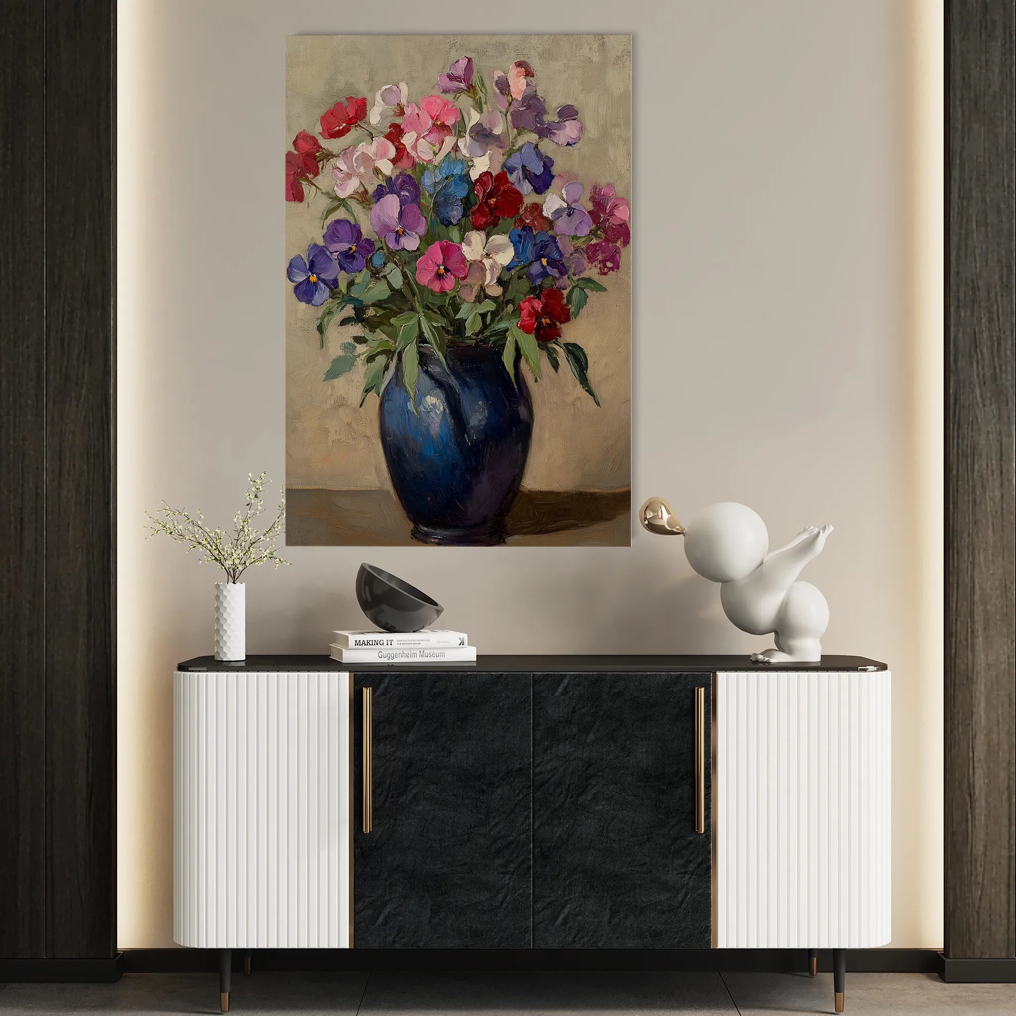 Floral 1033 Canvas Art 18" x 24" / 45 x 60 cm / Black