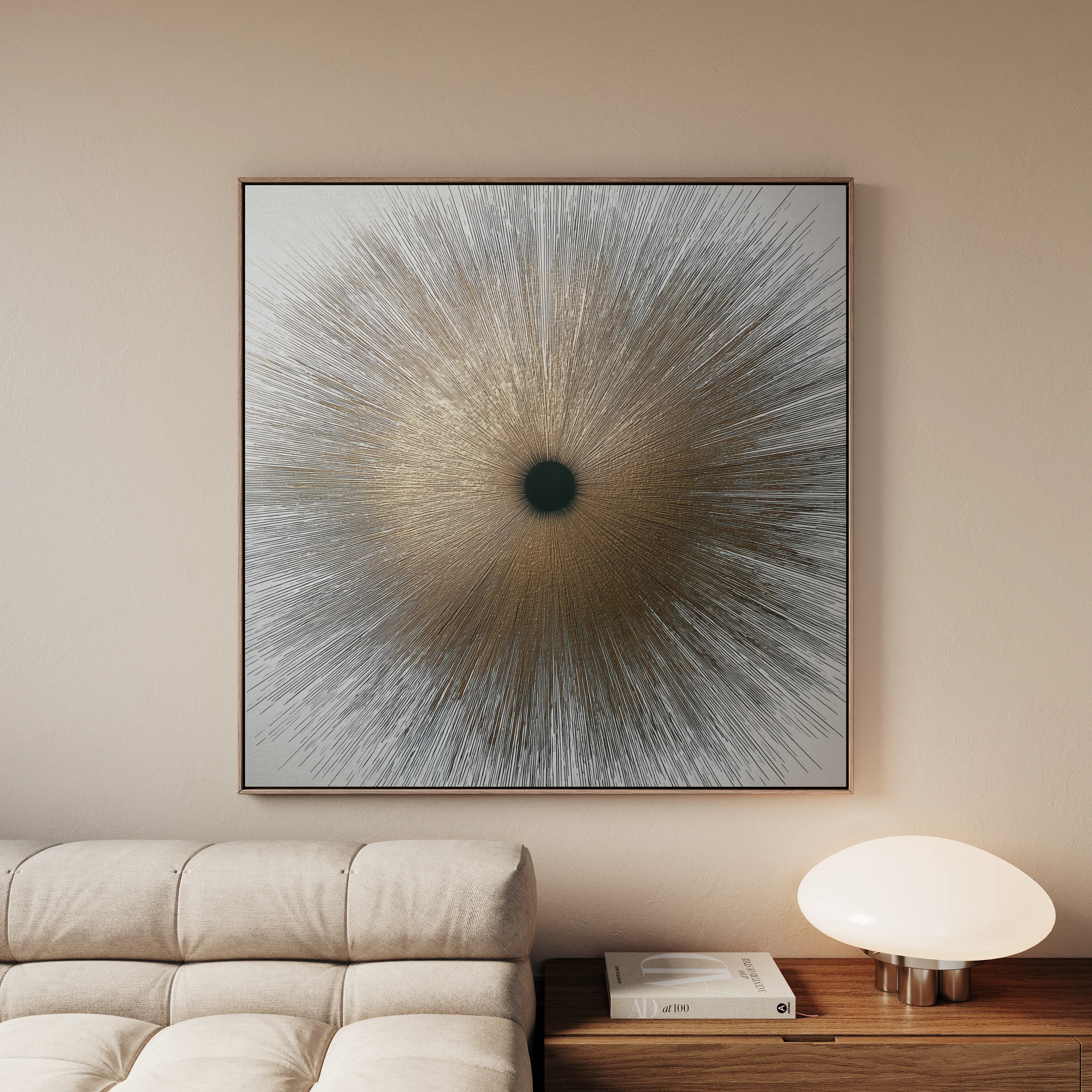 Abstract 1034 Canvas Art 16" x 16" / 40 x 40 cm / Black