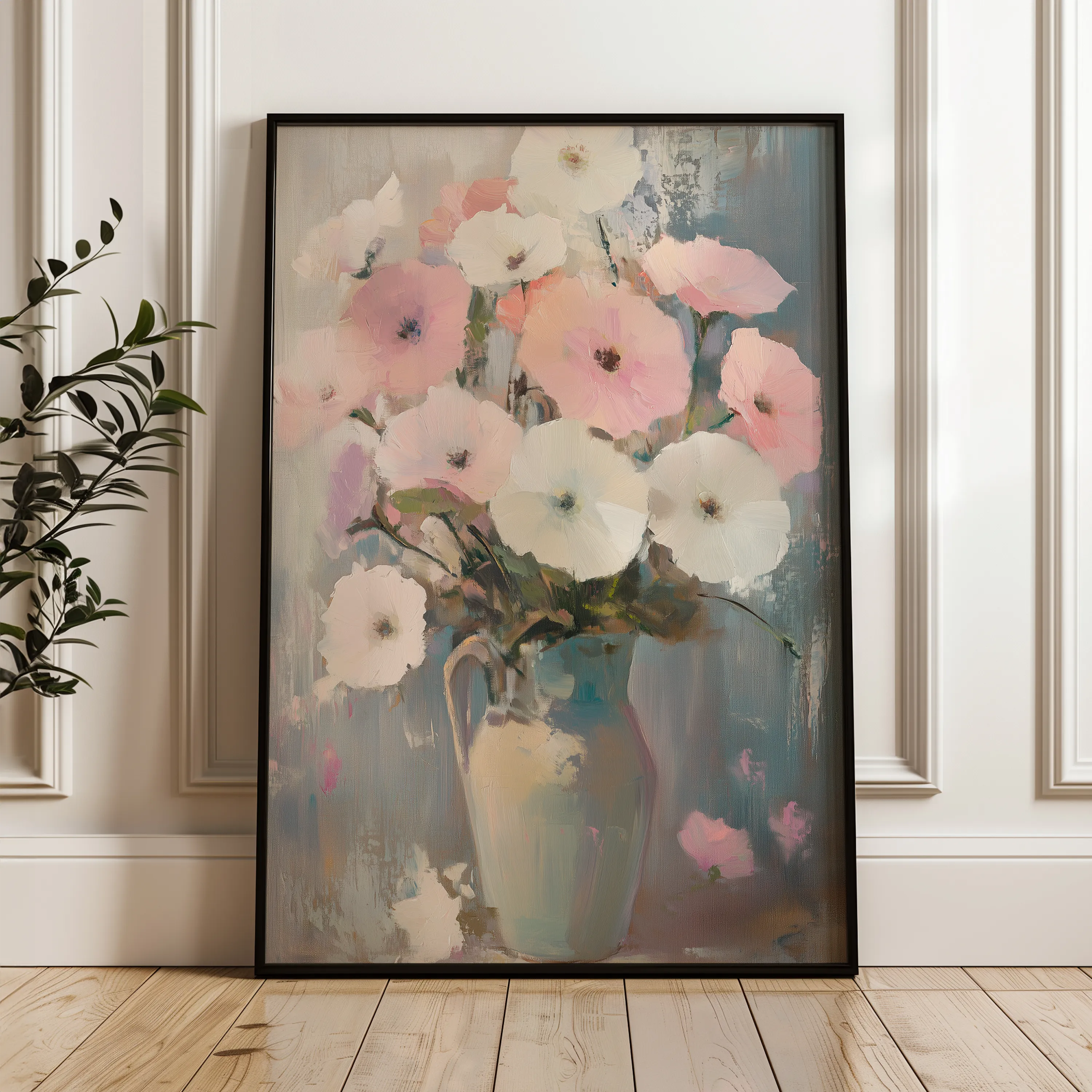 Floral 1034 Canvas Art 18" x 24" / 45 x 60 cm / Black