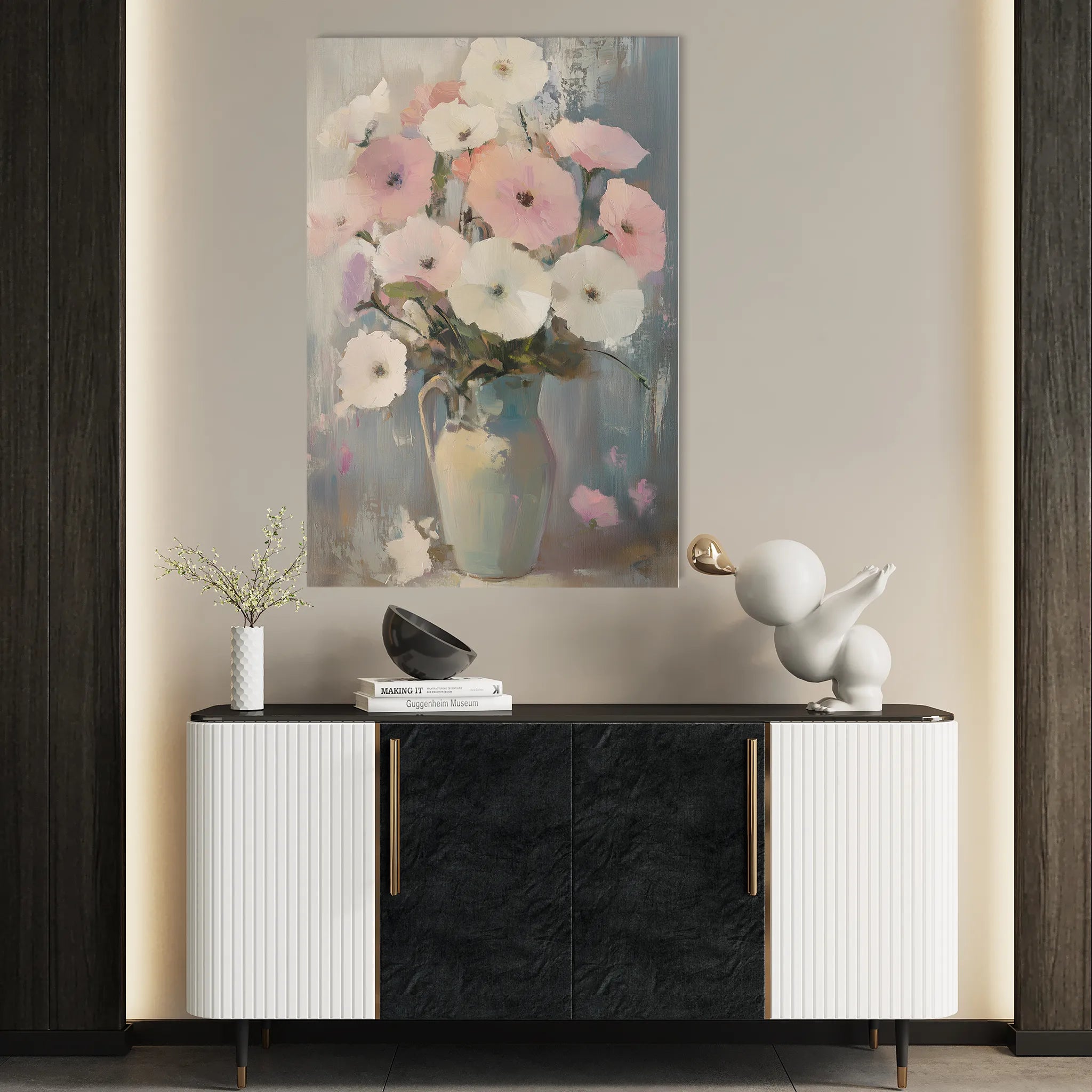 Floral 1034 Canvas Art 18" x 24" / 45 x 60 cm / Black