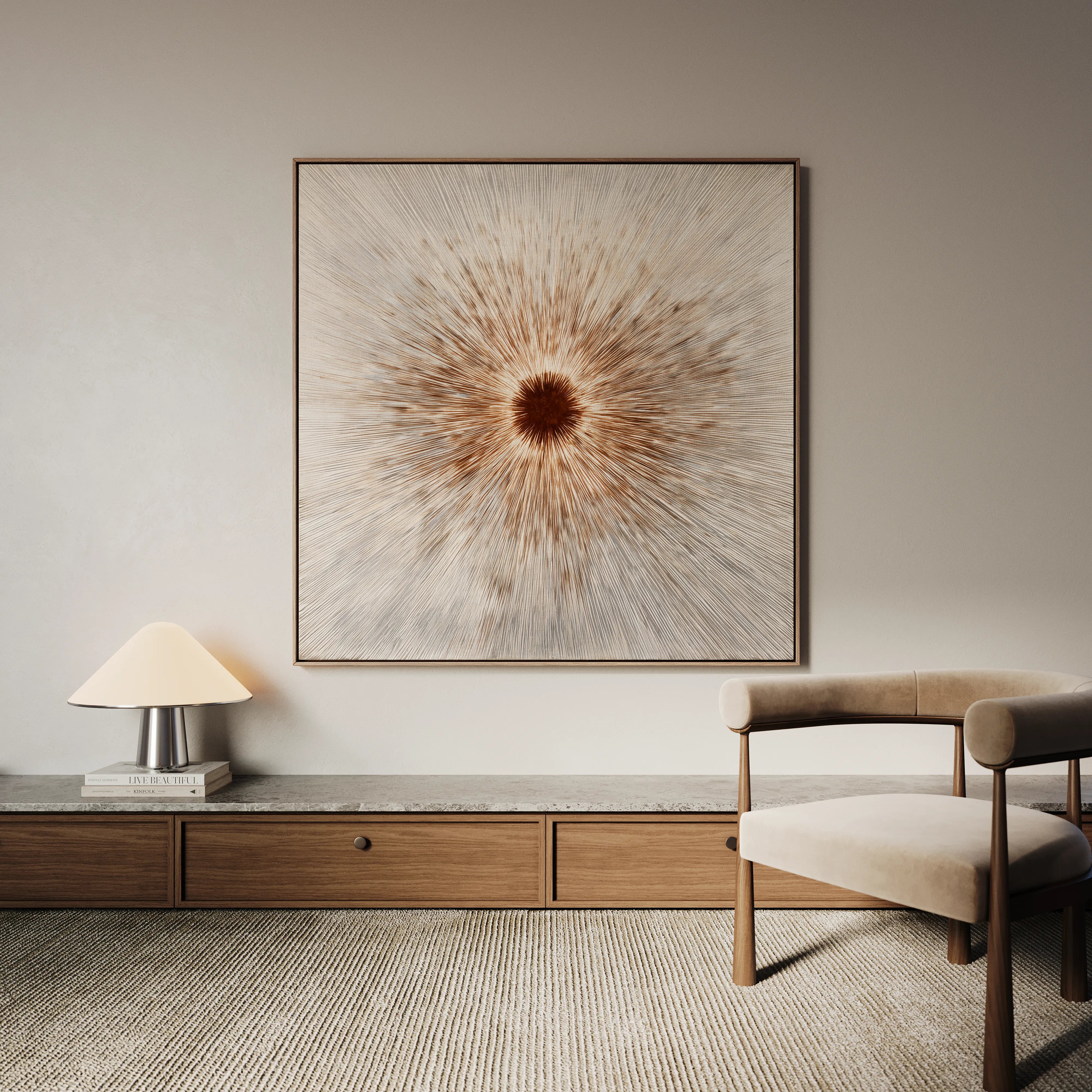 Abstract 1035 Canvas Art 16" x 16" / 40 x 40 cm / Black