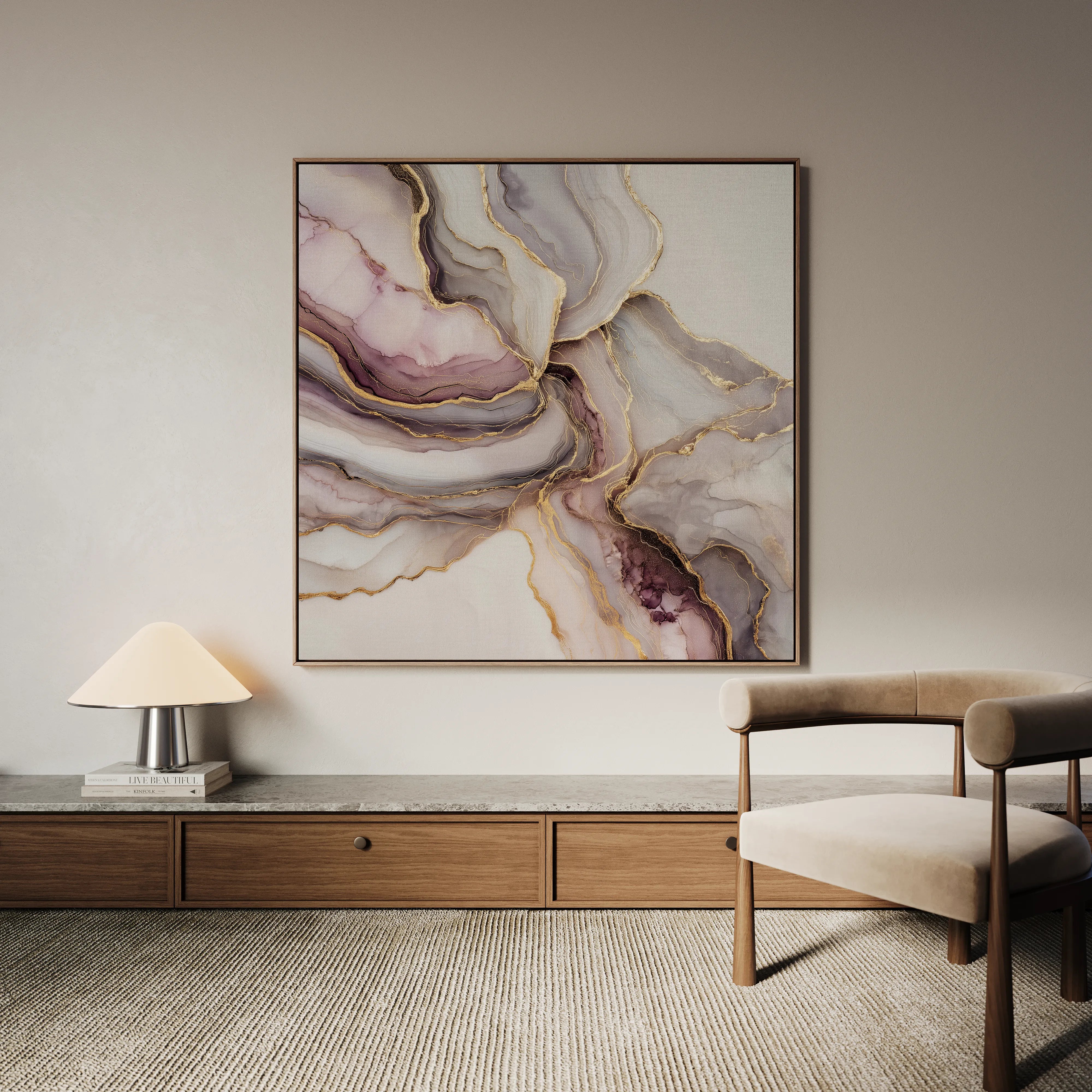 Abstract 1036 Canvas Art 16" x 16" / 40 x 40 cm / Black