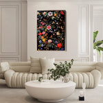 Floral 1036 Canvas Art 18" x 24" / 45 x 60 cm / Black