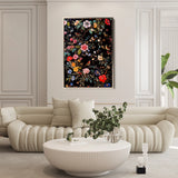 Floral 1036 Canvas Art 18" x 24" / 45 x 60 cm / Black