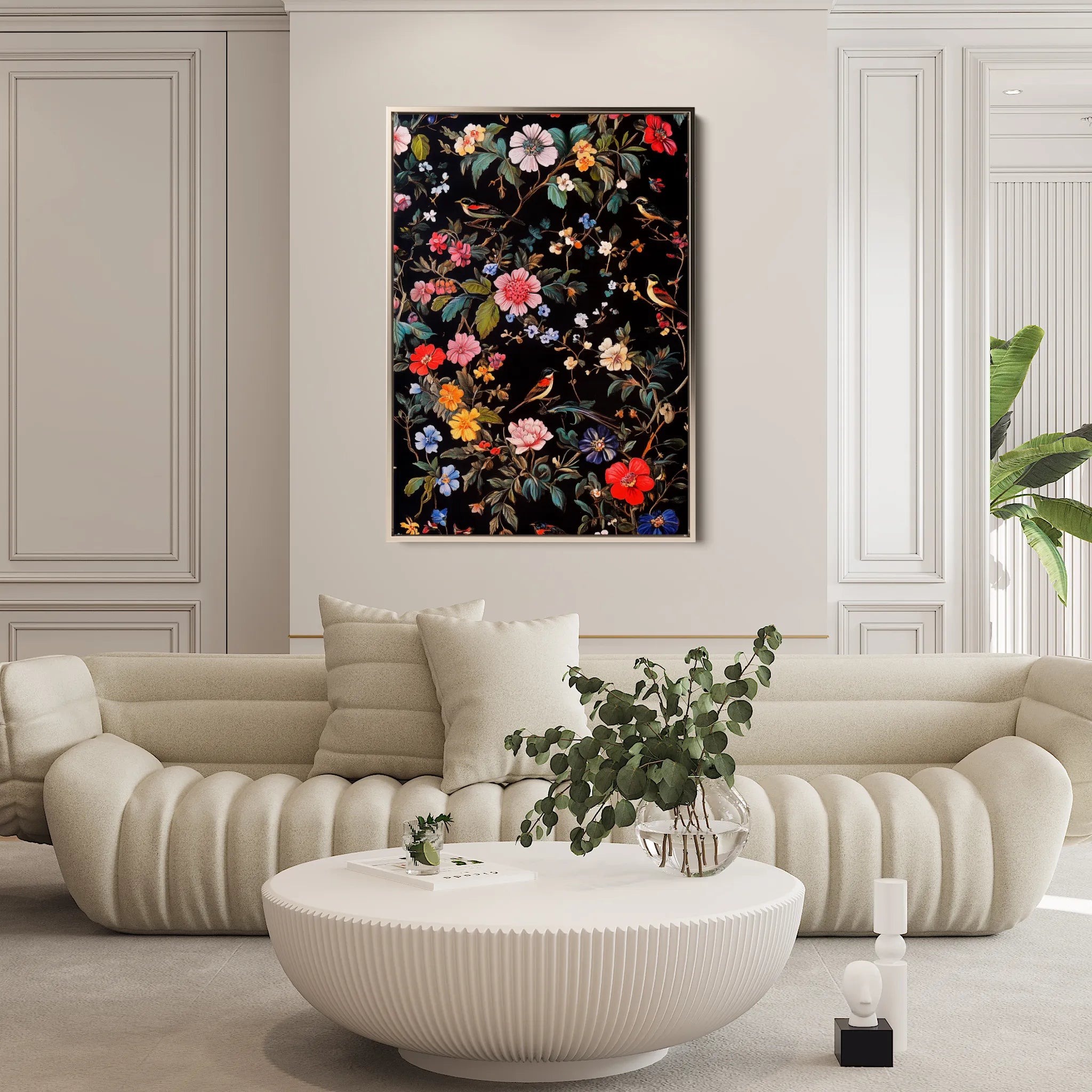 Floral 1036 Canvas Art 18" x 24" / 45 x 60 cm / Black