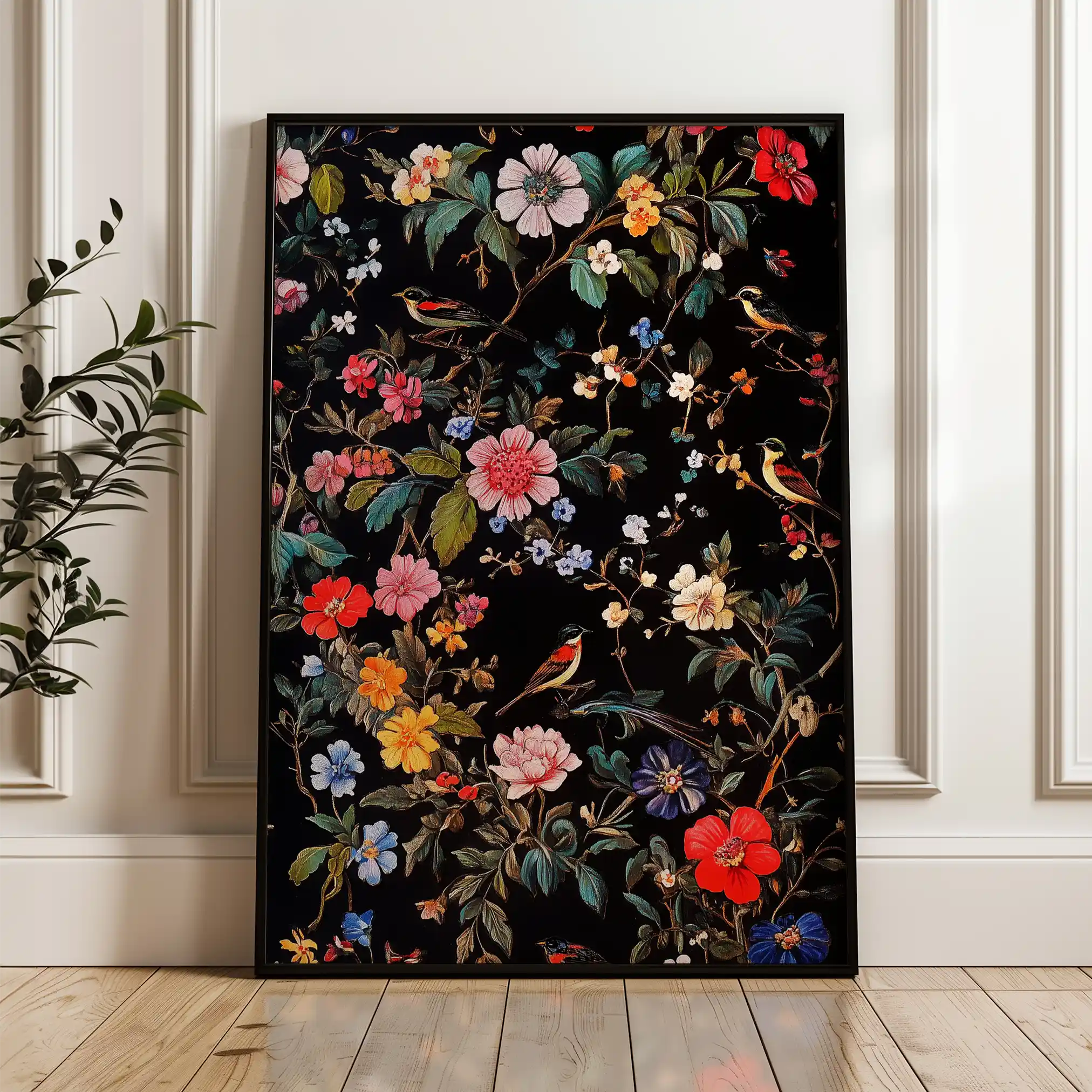 Floral 1036 Canvas Art 60 x 40 cm / Black