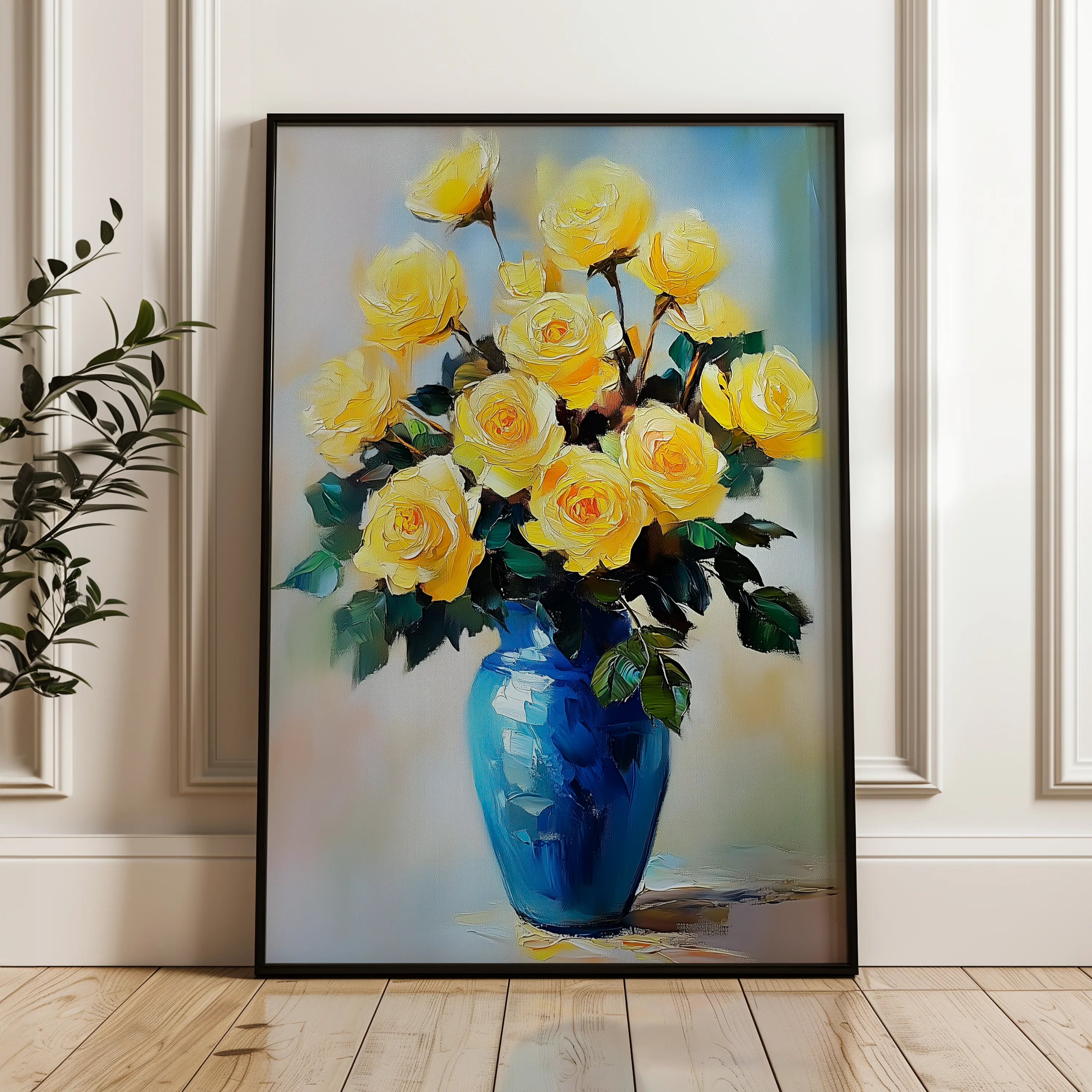 Floral 1037 Canvas Art 18" x 24" / 45 x 60 cm / Black