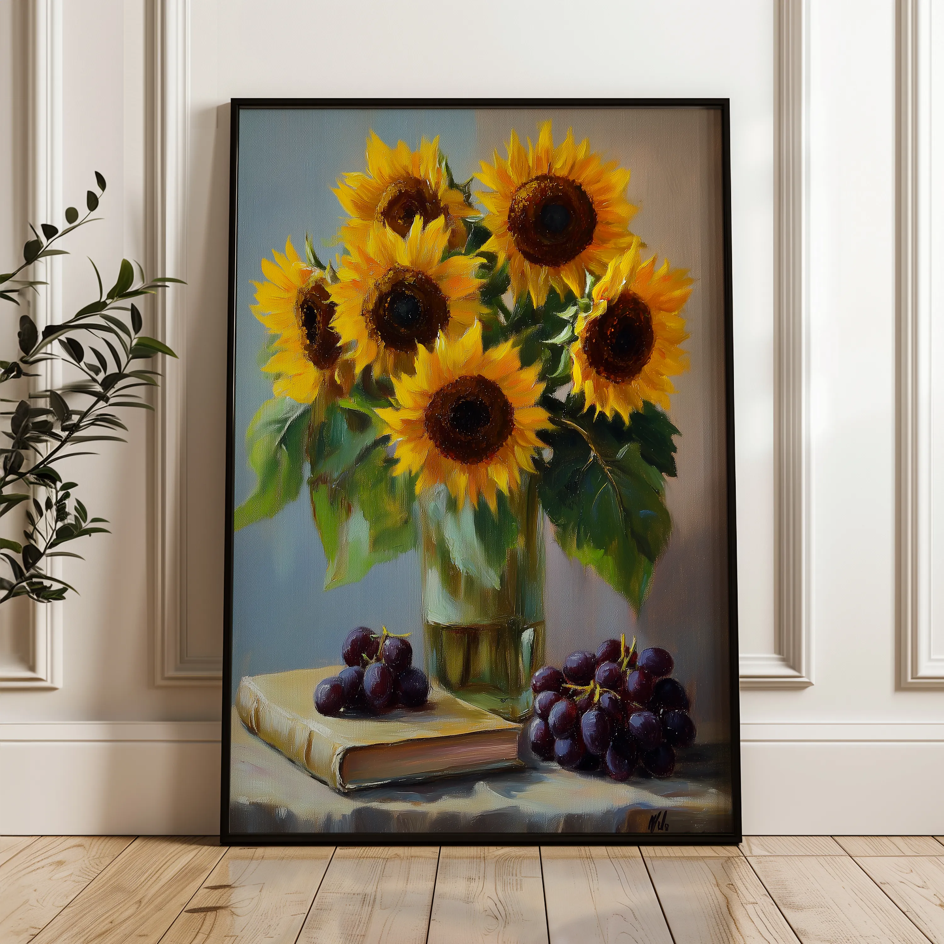 Floral 1038 Canvas Art 18" x 24" / 45 x 60 cm / Black