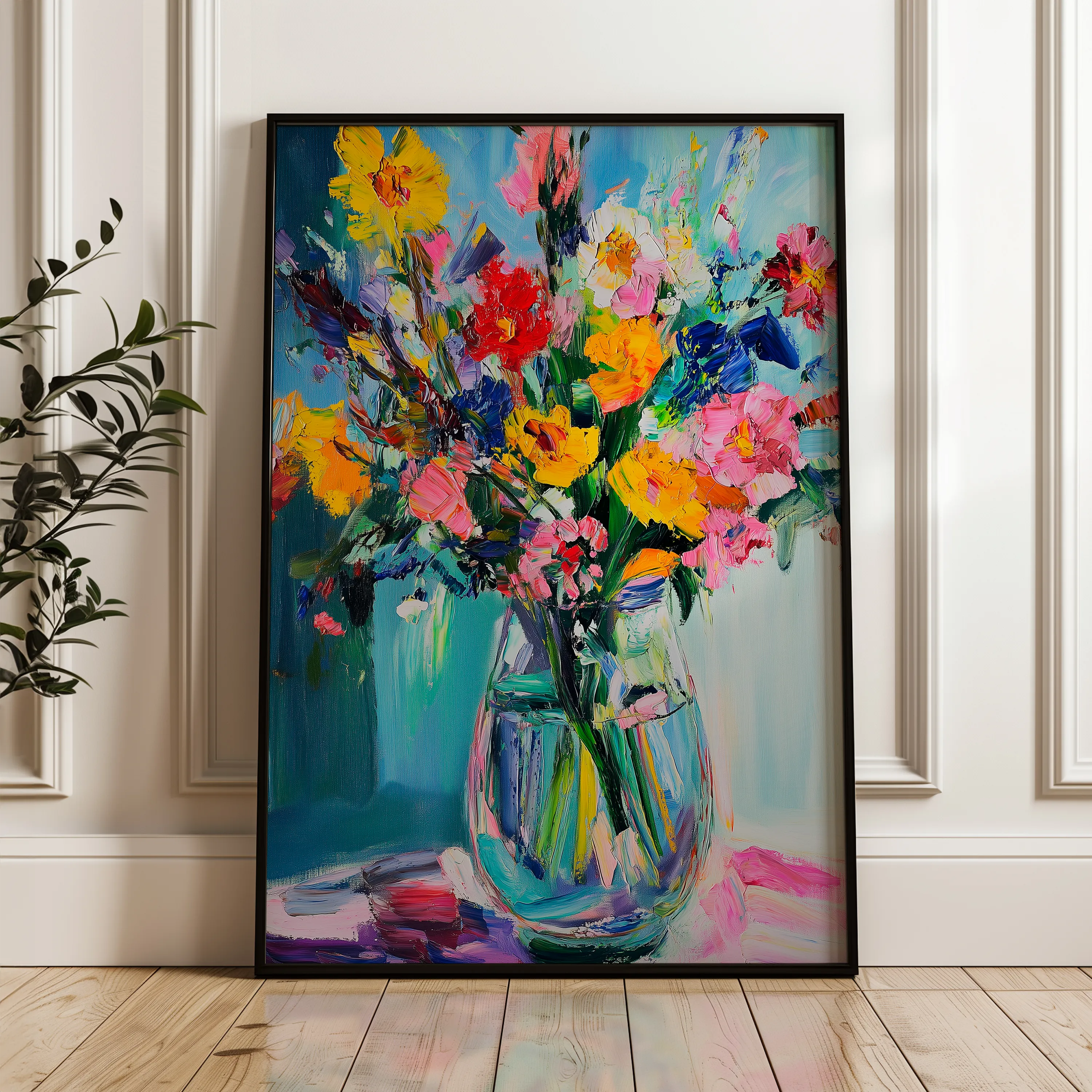Floral 1039 Canvas Art 18" x 24" / 45 x 60 cm / Black