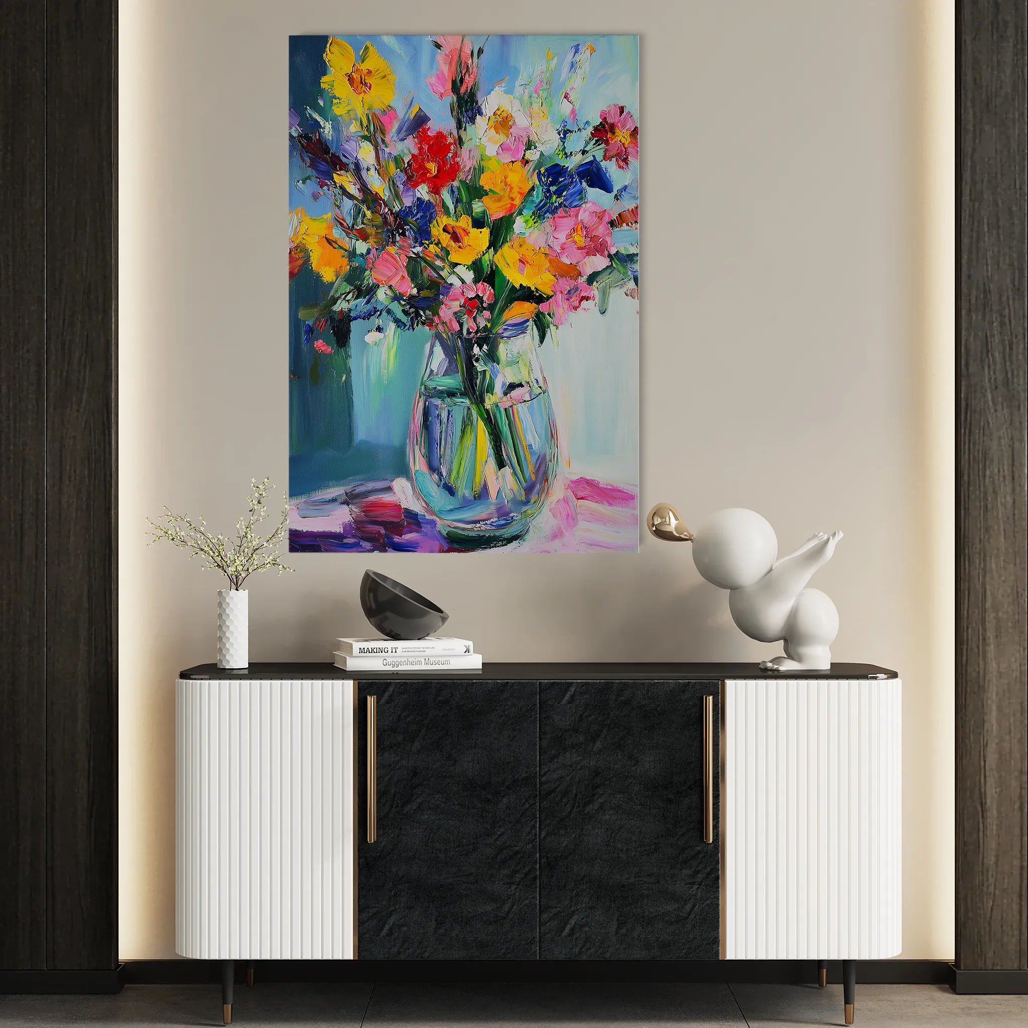 Floral 1039 Canvas Art 18" x 24" / 45 x 60 cm / Black