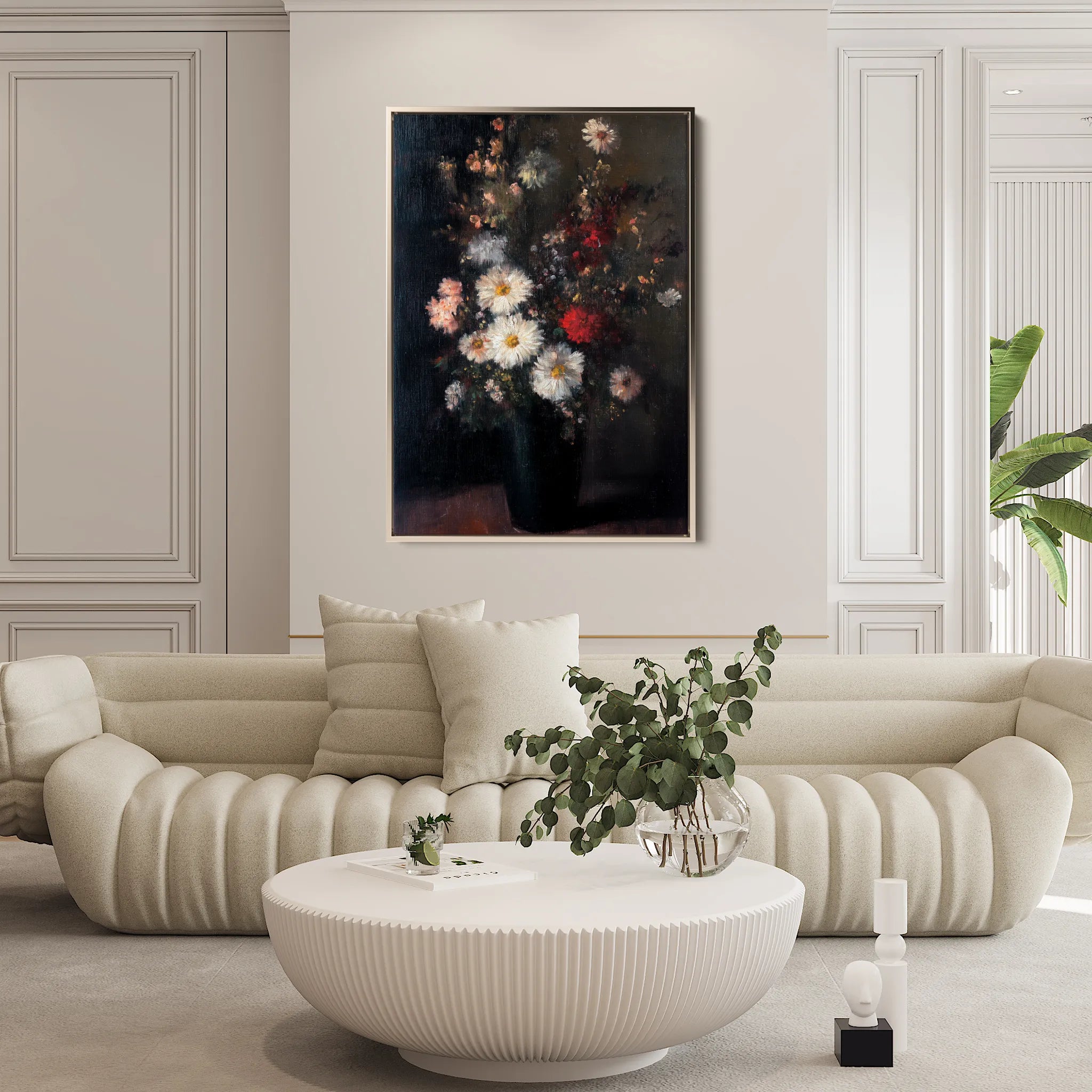 Floral 1040 Canvas Art 18" x 24" / 45 x 60 cm / Black