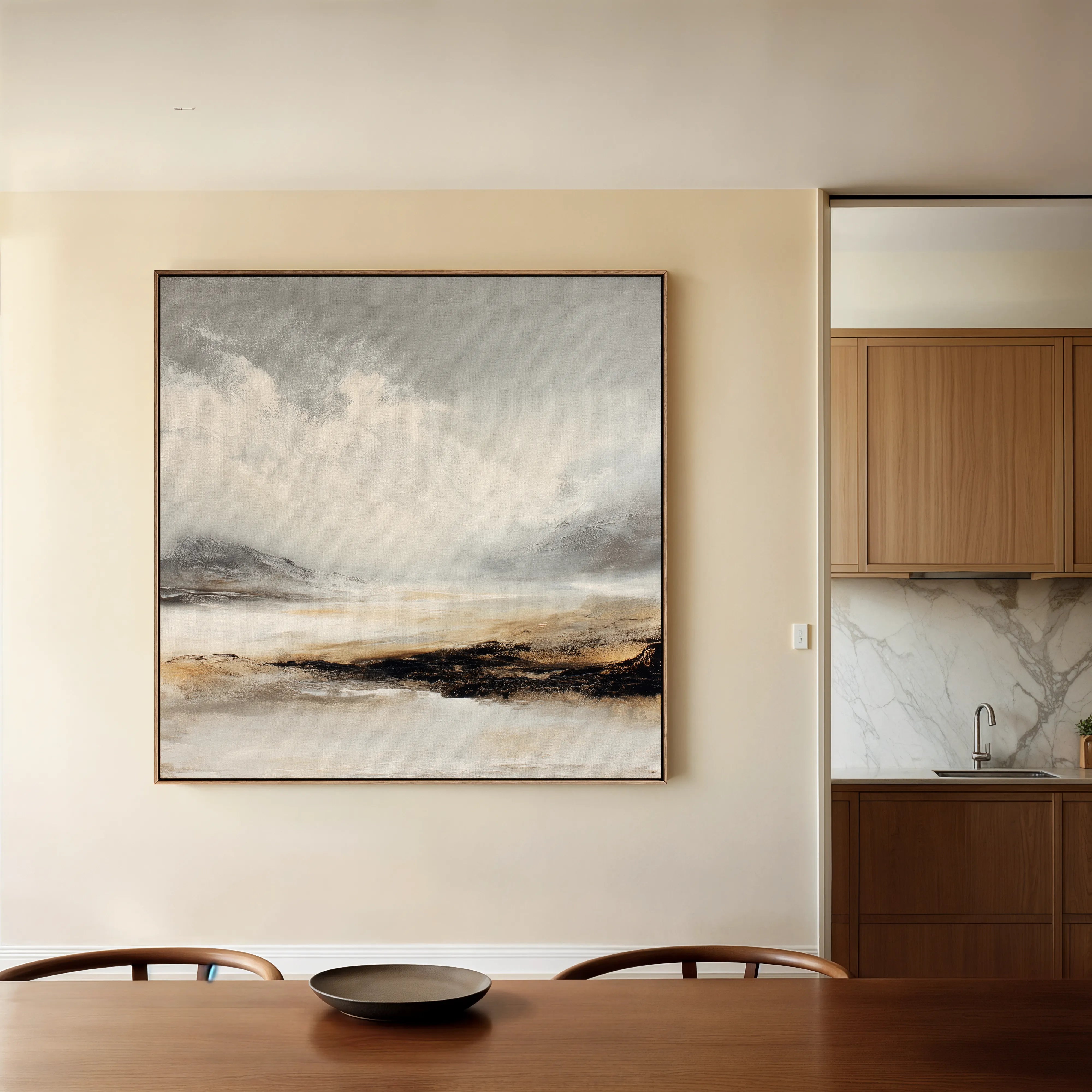 Abstract 1041 Canvas Art 16" x 16" / 40 x 40 cm / Black