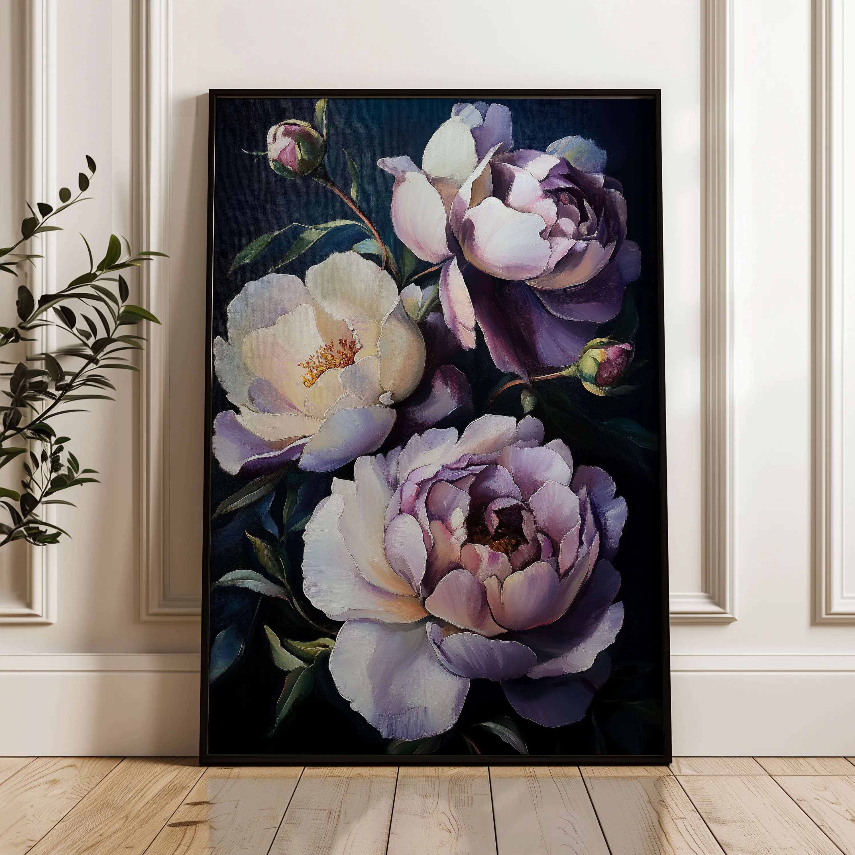 Floral 1041 Canvas Art 18" x 24" / 45 x 60 cm / Black