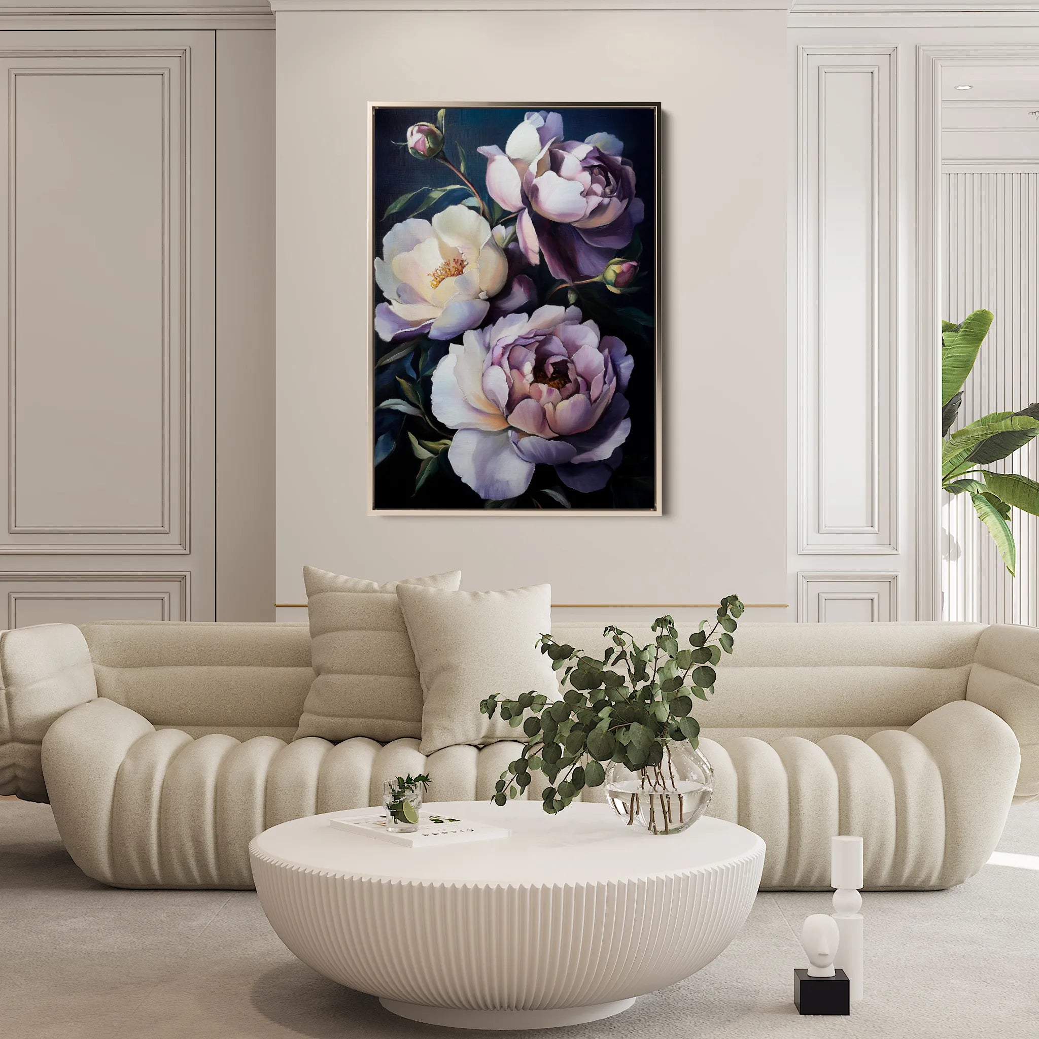 Floral 1041 Canvas Art 18" x 24" / 45 x 60 cm / Black