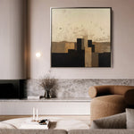 Abstract 1042 Canvas Art 16" x 16" / 40 x 40 cm / Black