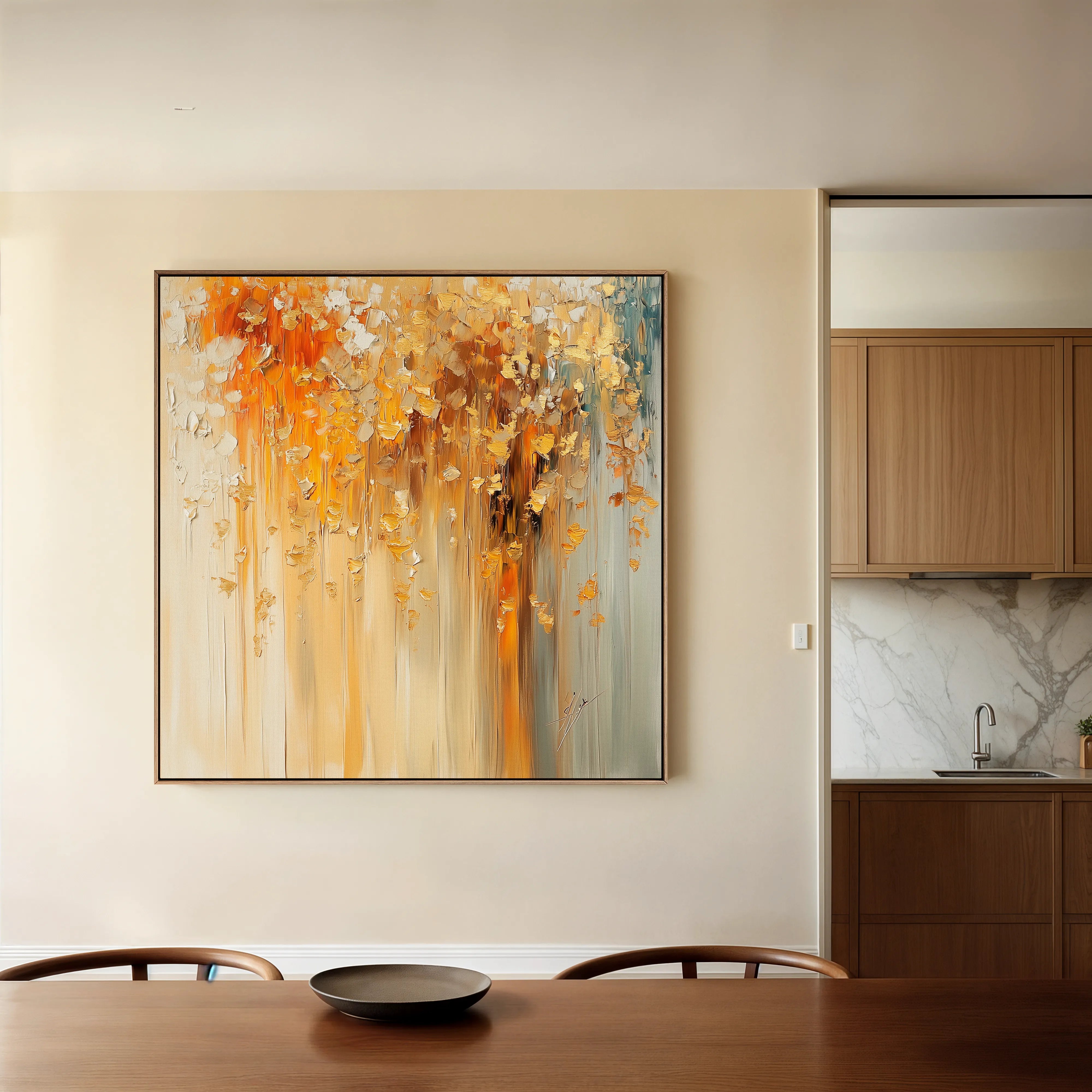 Abstract 1043 Canvas Art 16" x 16" / 40 x 40 cm / Black