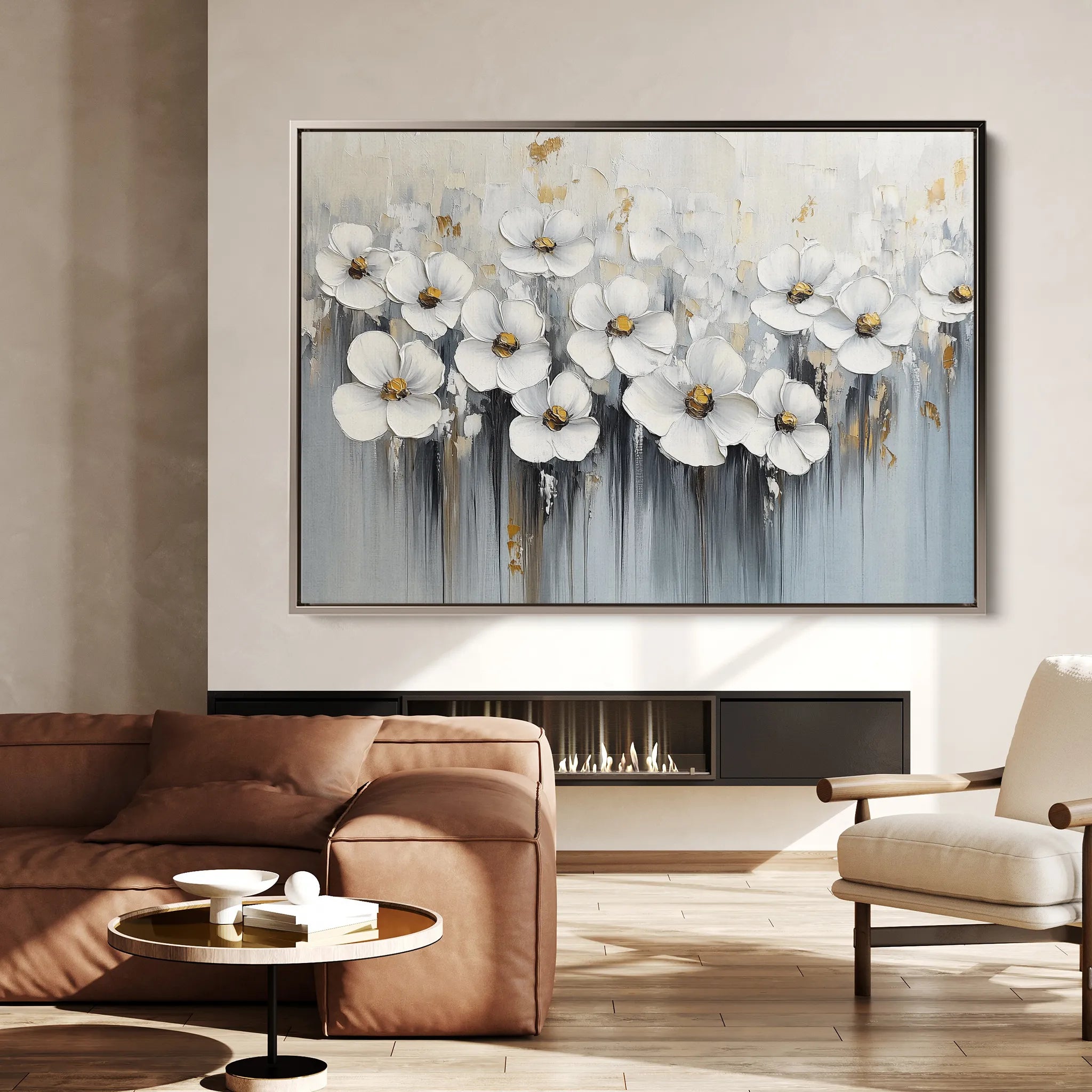 Floral 1045 Canvas Art 18" x 24" / 45 x 60 cm / Black