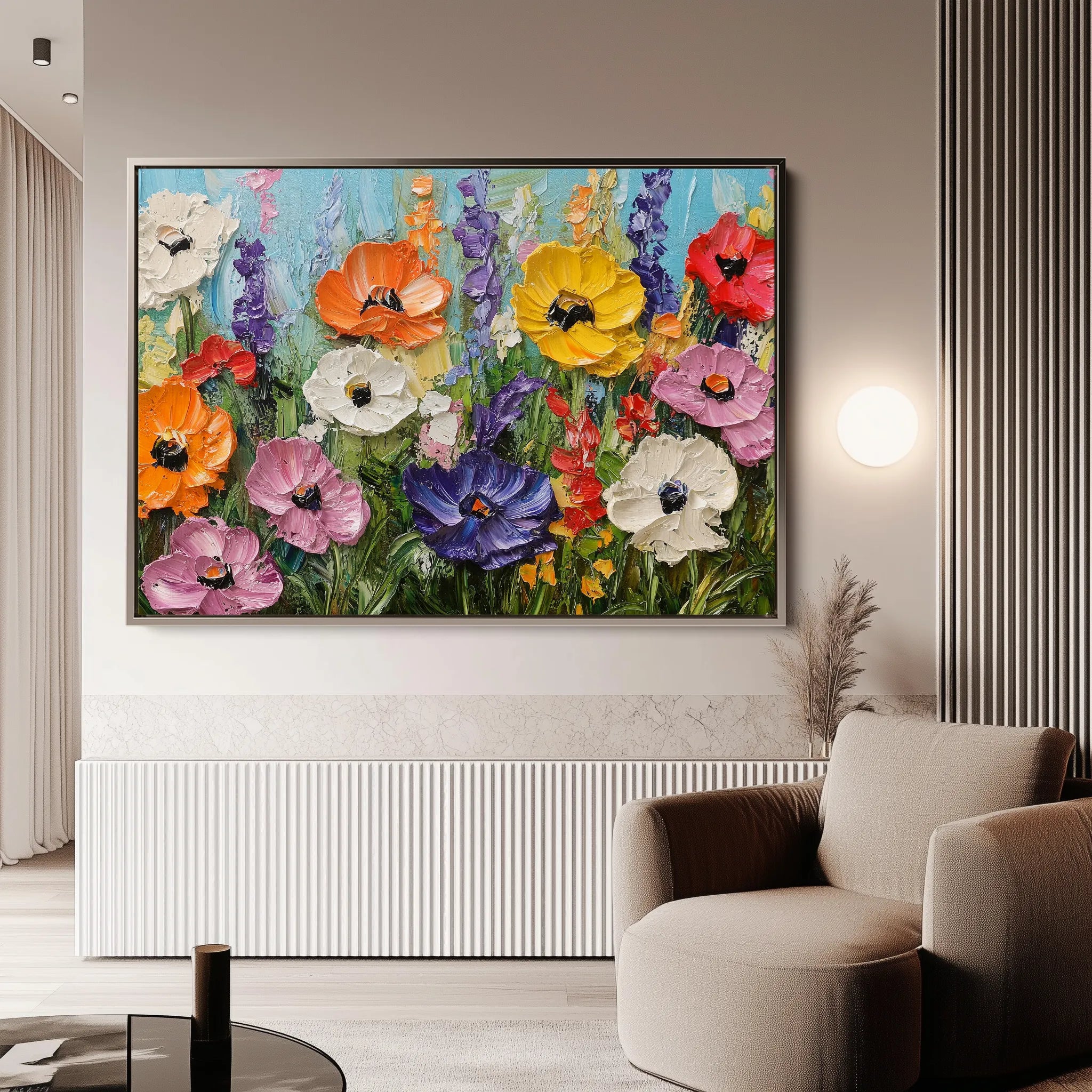 Floral 1046 Canvas Art 18" x 24" / 45 x 60 cm / Black