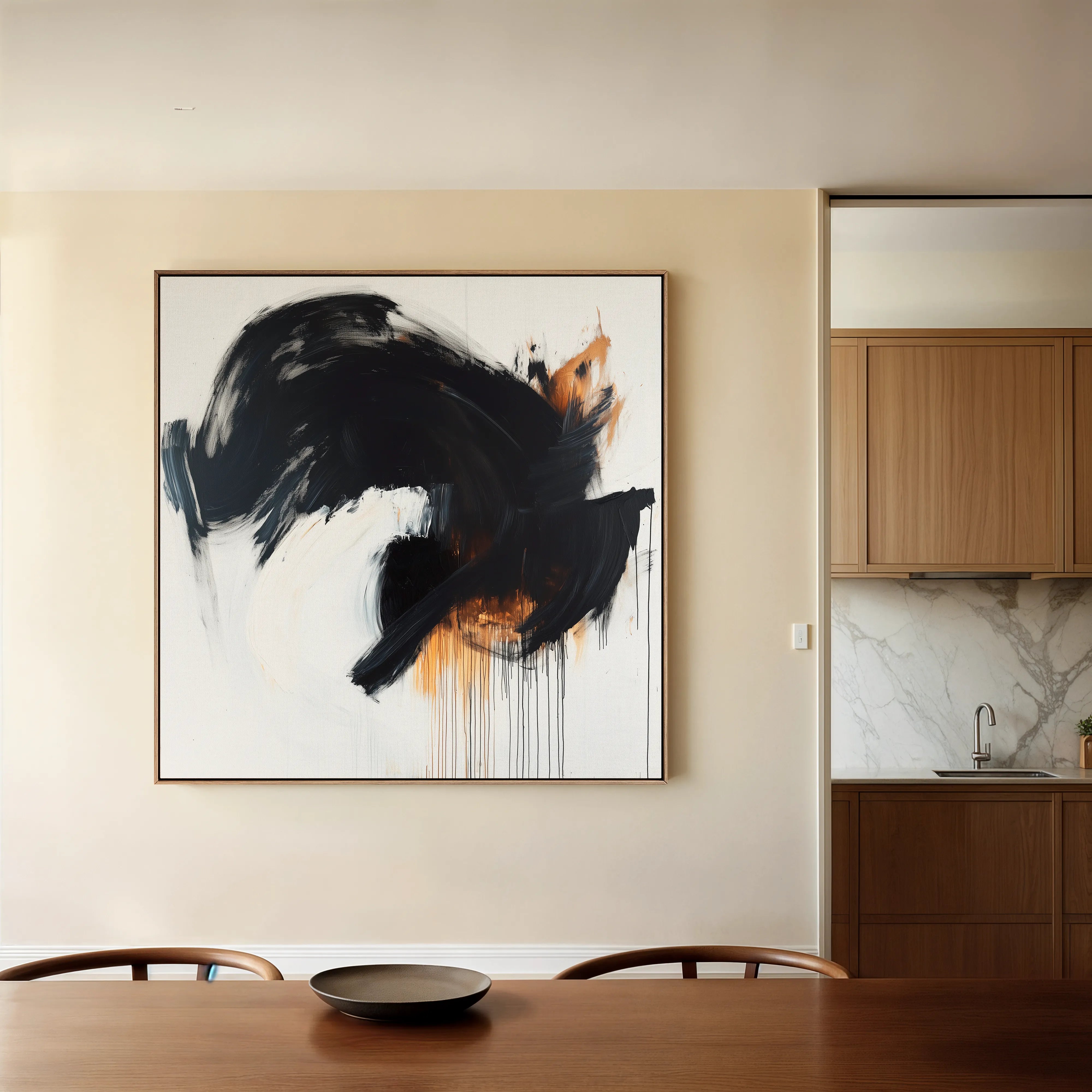 Abstract 1049 Canvas Art 16" x 16" / 40 x 40 cm / Black