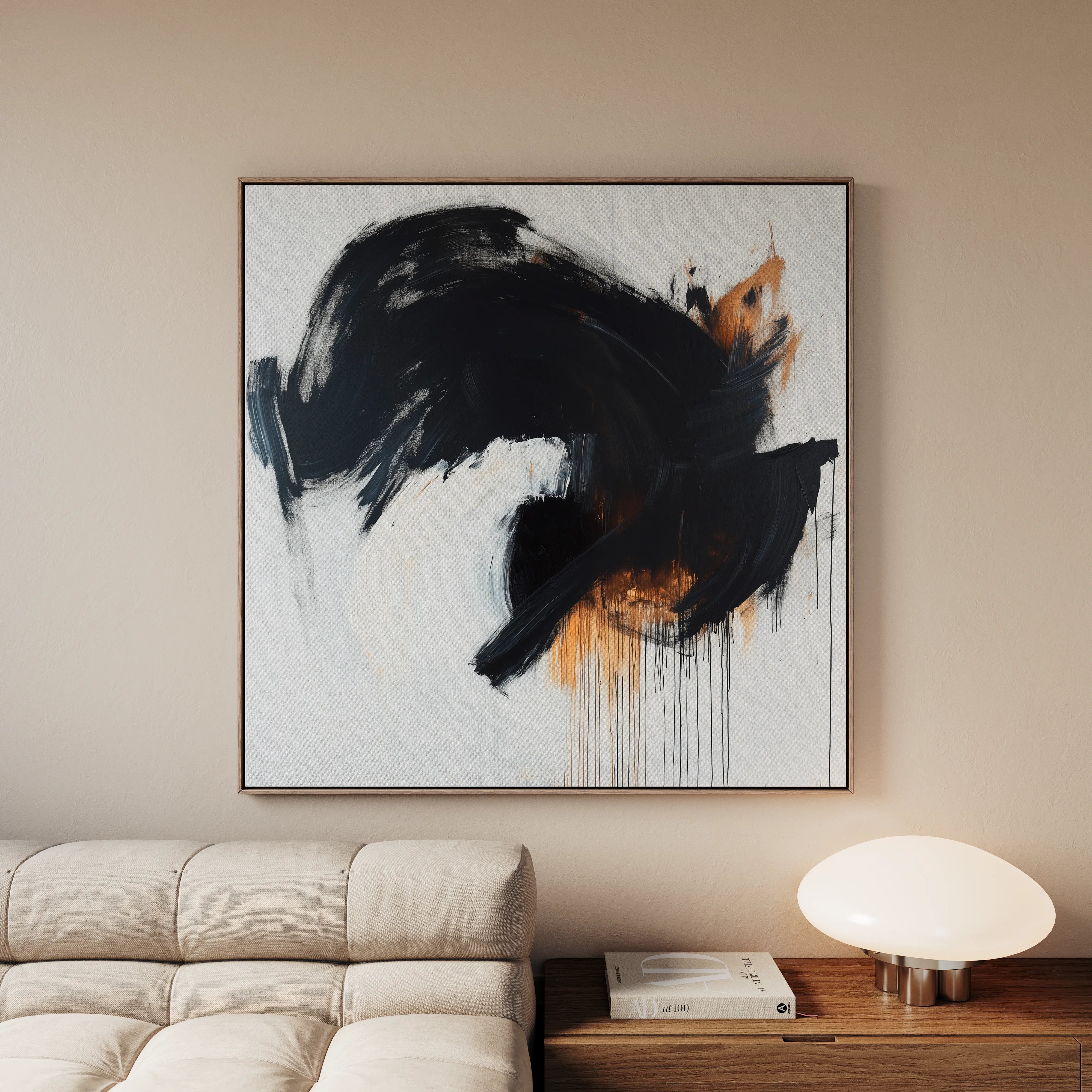 Abstract 1049 Canvas Art 16" x 16" / 40 x 40 cm / Black