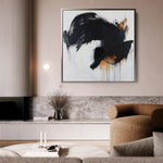 Abstract 1049 Canvas Art 16" x 16" / 40 x 40 cm / Black