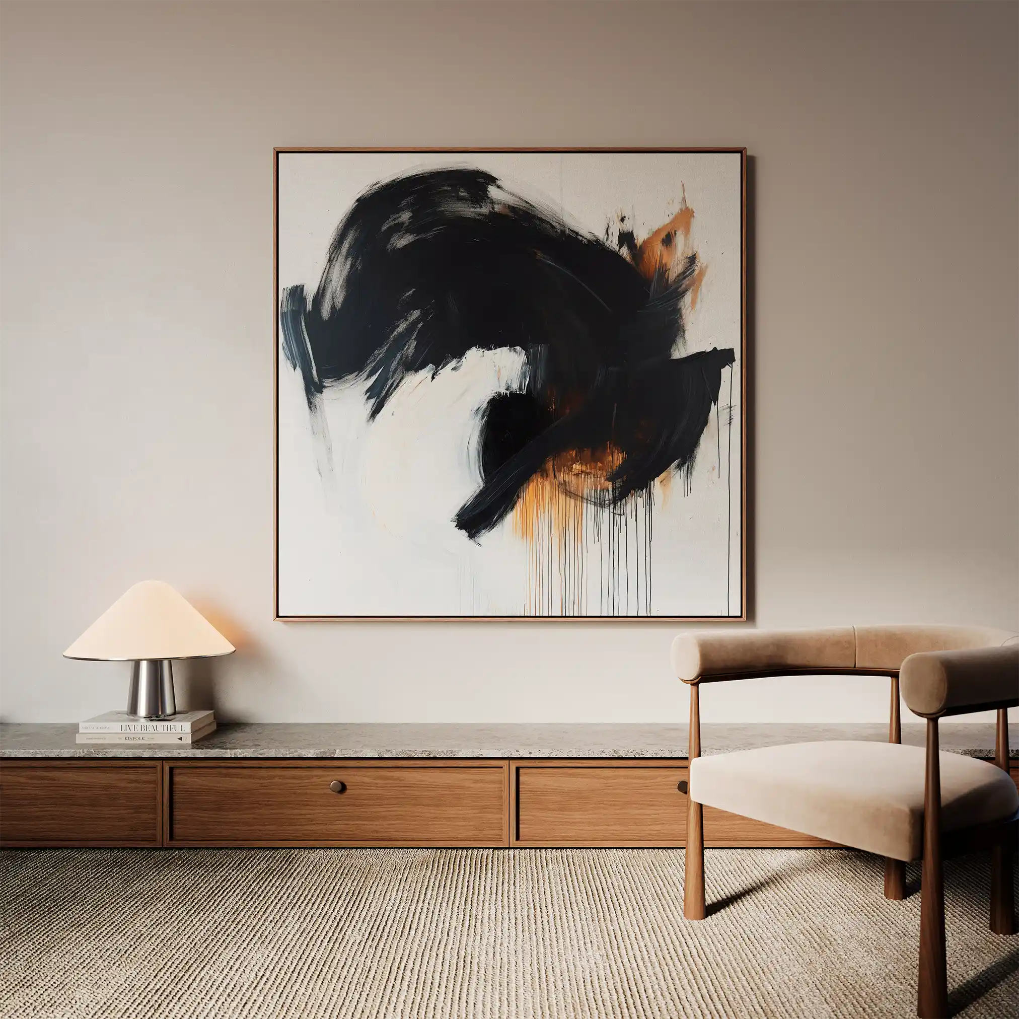 Abstract 1049 Canvas Art 60 x 60 cm / Black