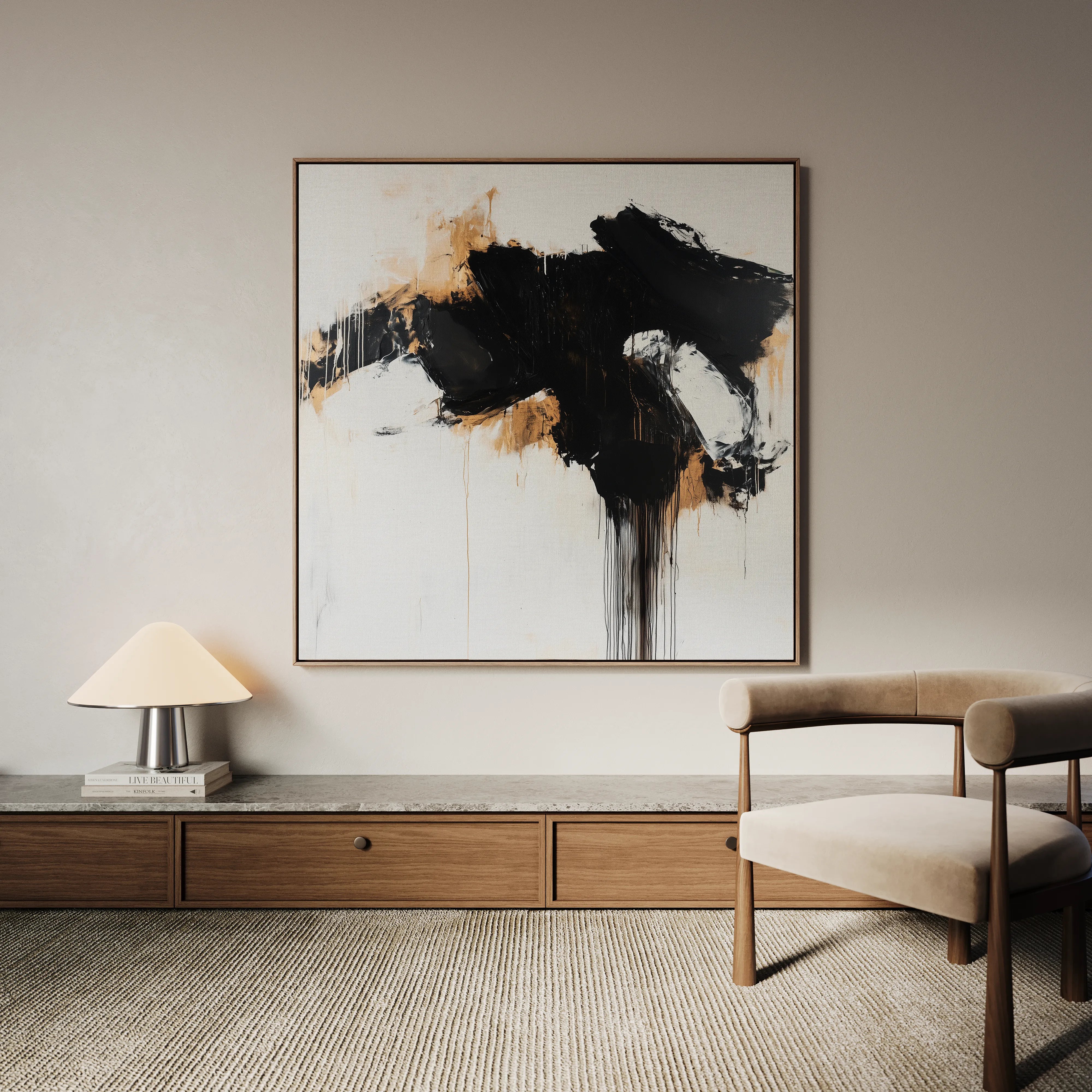 Abstract 1050 Canvas Art 16" x 16" / 40 x 40 cm / Black