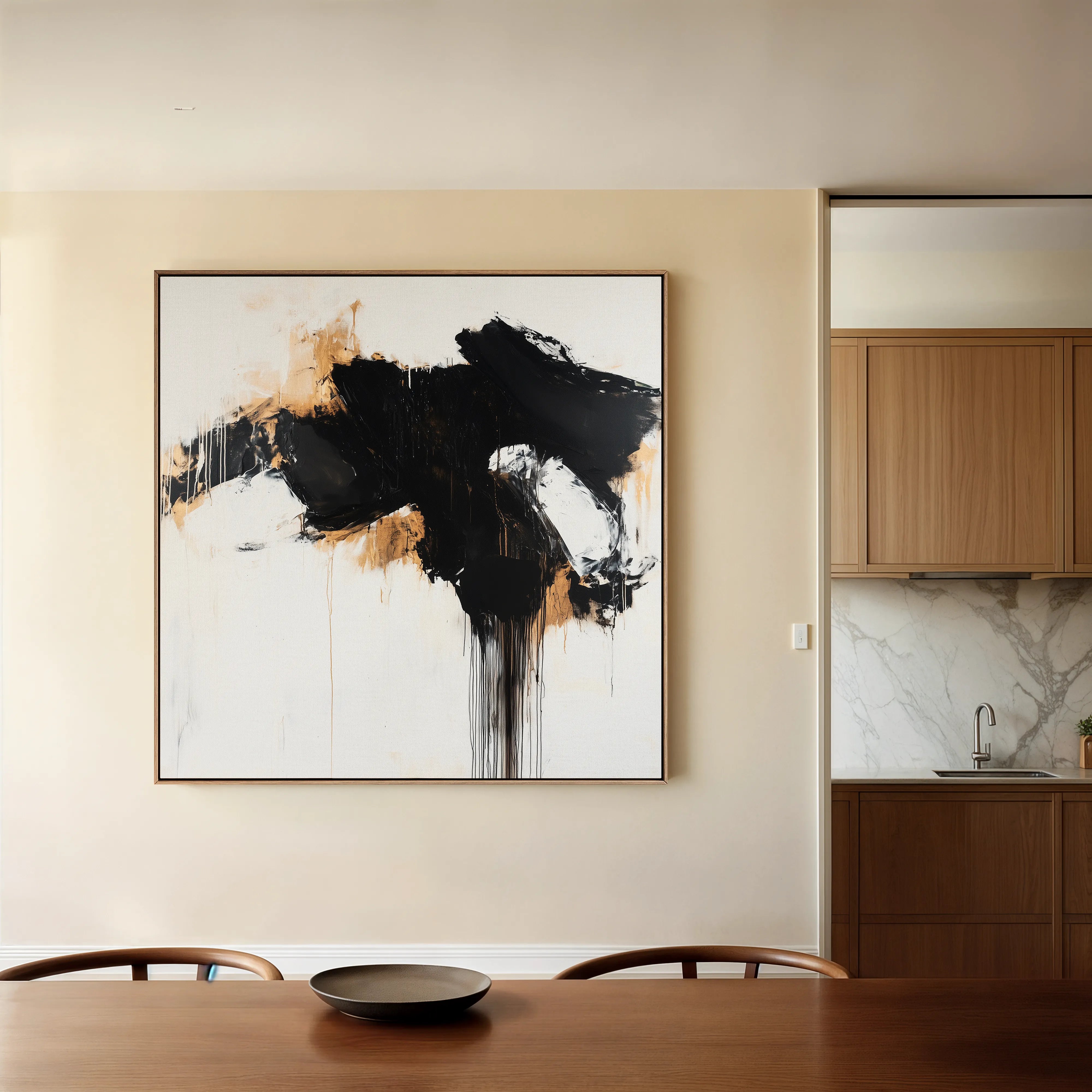 Abstract 1050 Canvas Art 16" x 16" / 40 x 40 cm / Black