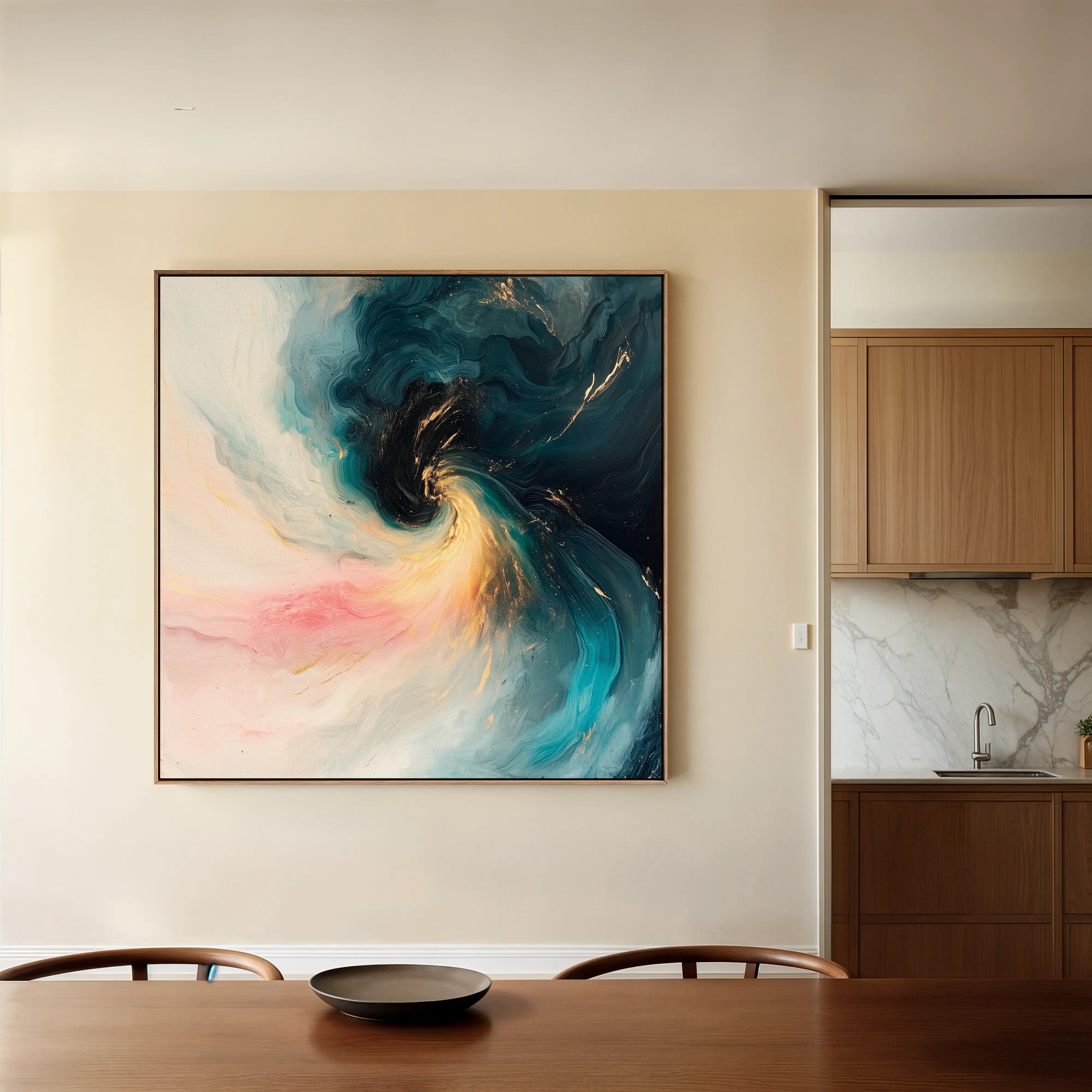Abstract 1052 Canvas Art 16" x 16" / 40 x 40 cm / Black