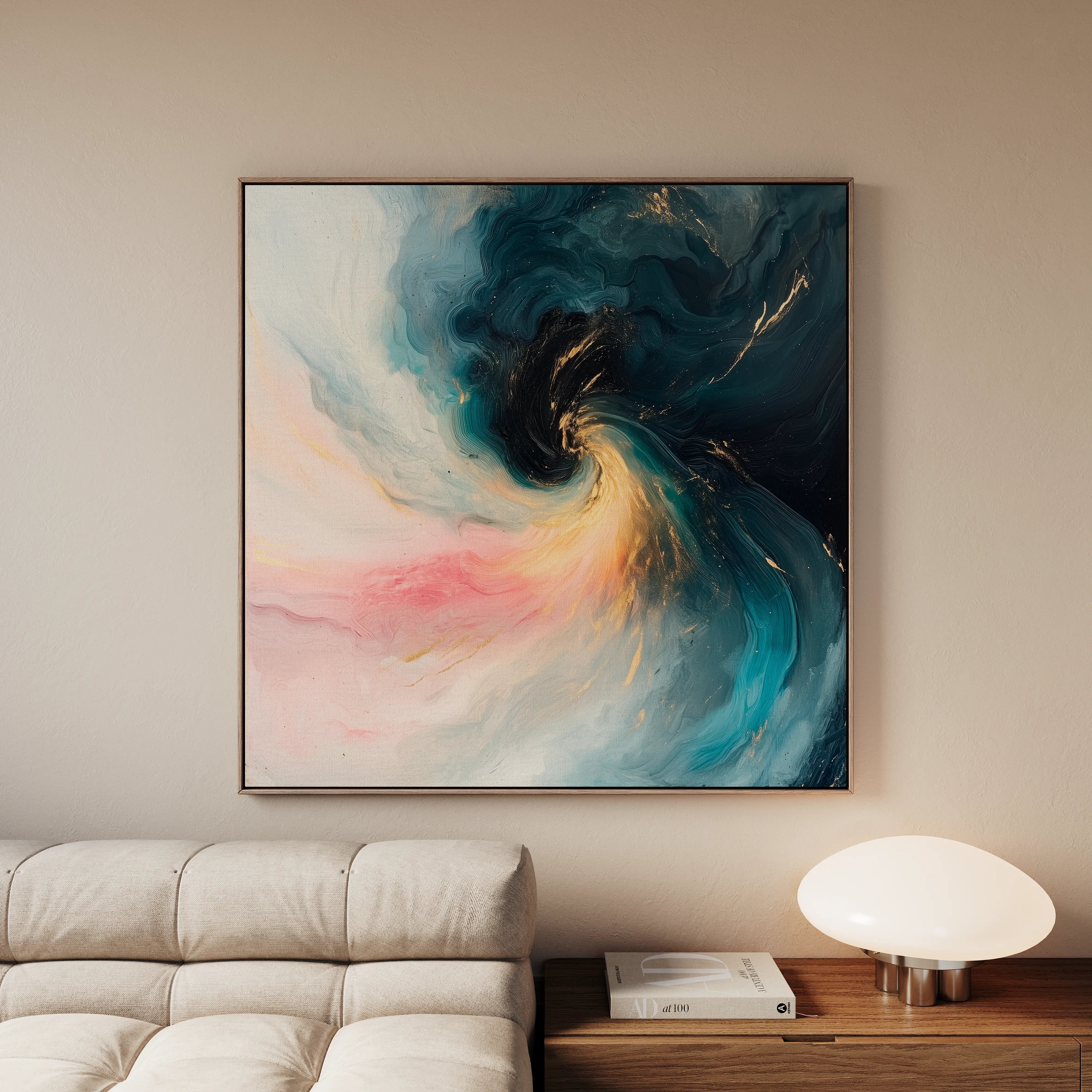 Abstract 1052 Canvas Art 16" x 16" / 40 x 40 cm / Black