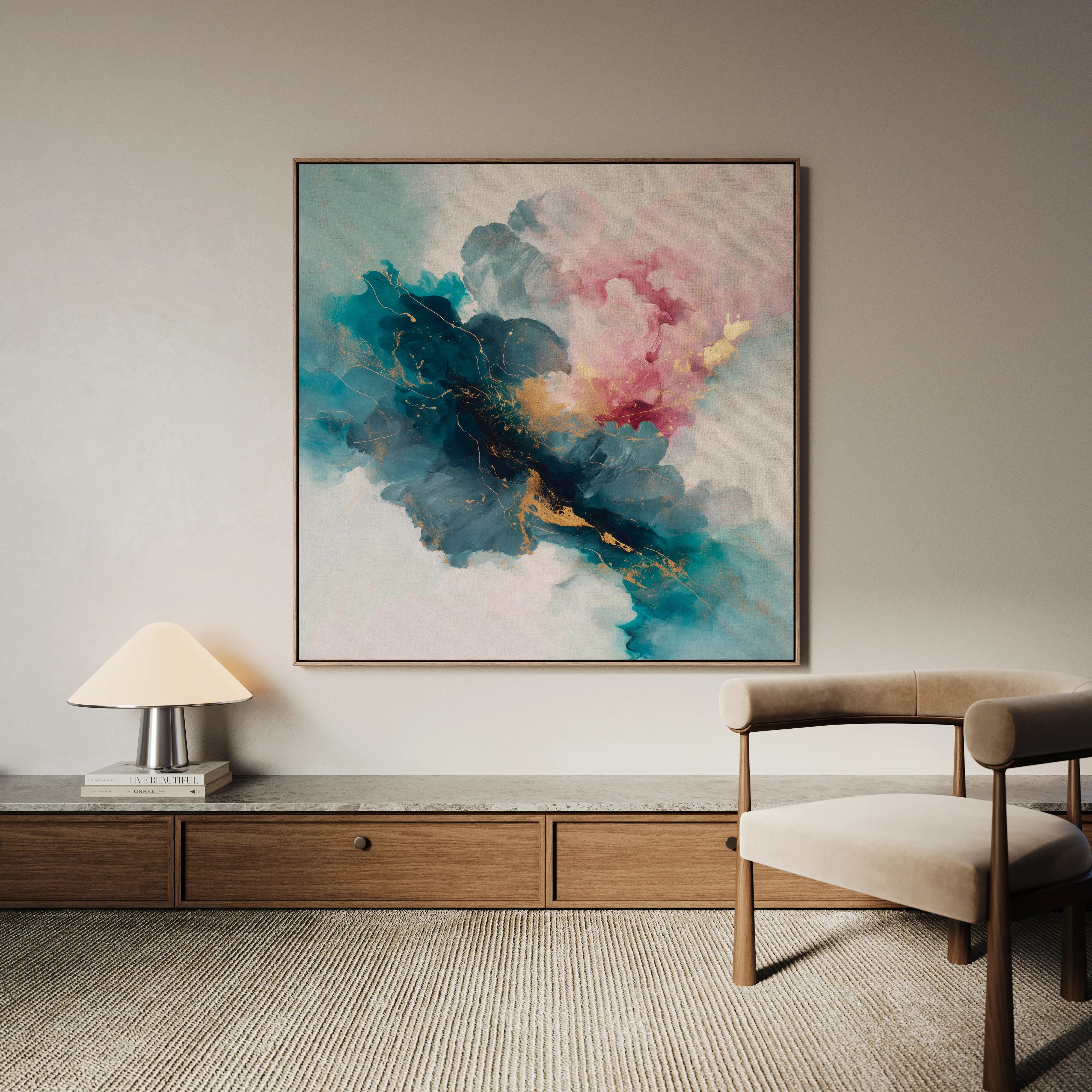 Abstract 1053 Canvas Art 16" x 16" / 40 x 40 cm / Black