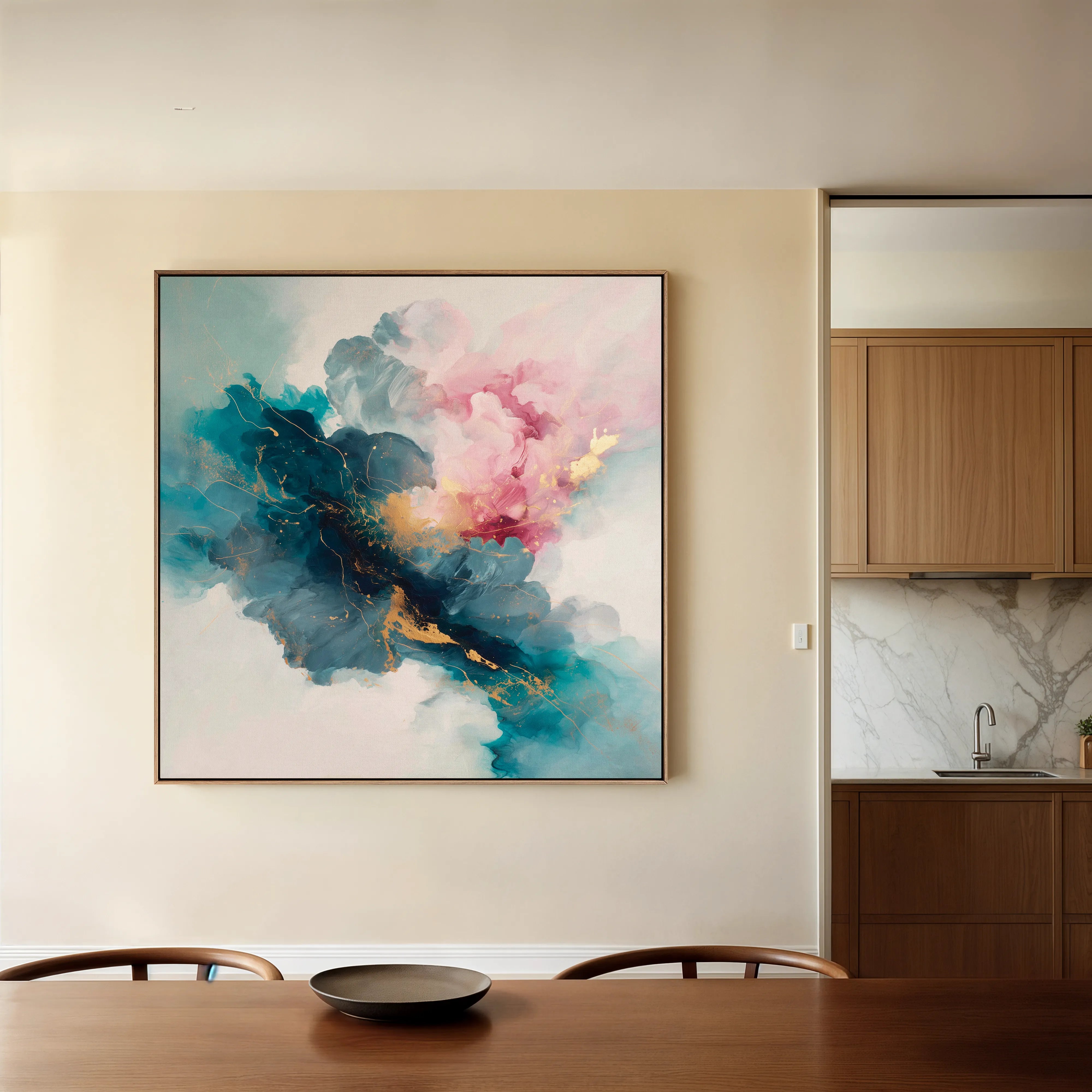 Abstract 1053 Canvas Art 16" x 16" / 40 x 40 cm / Black