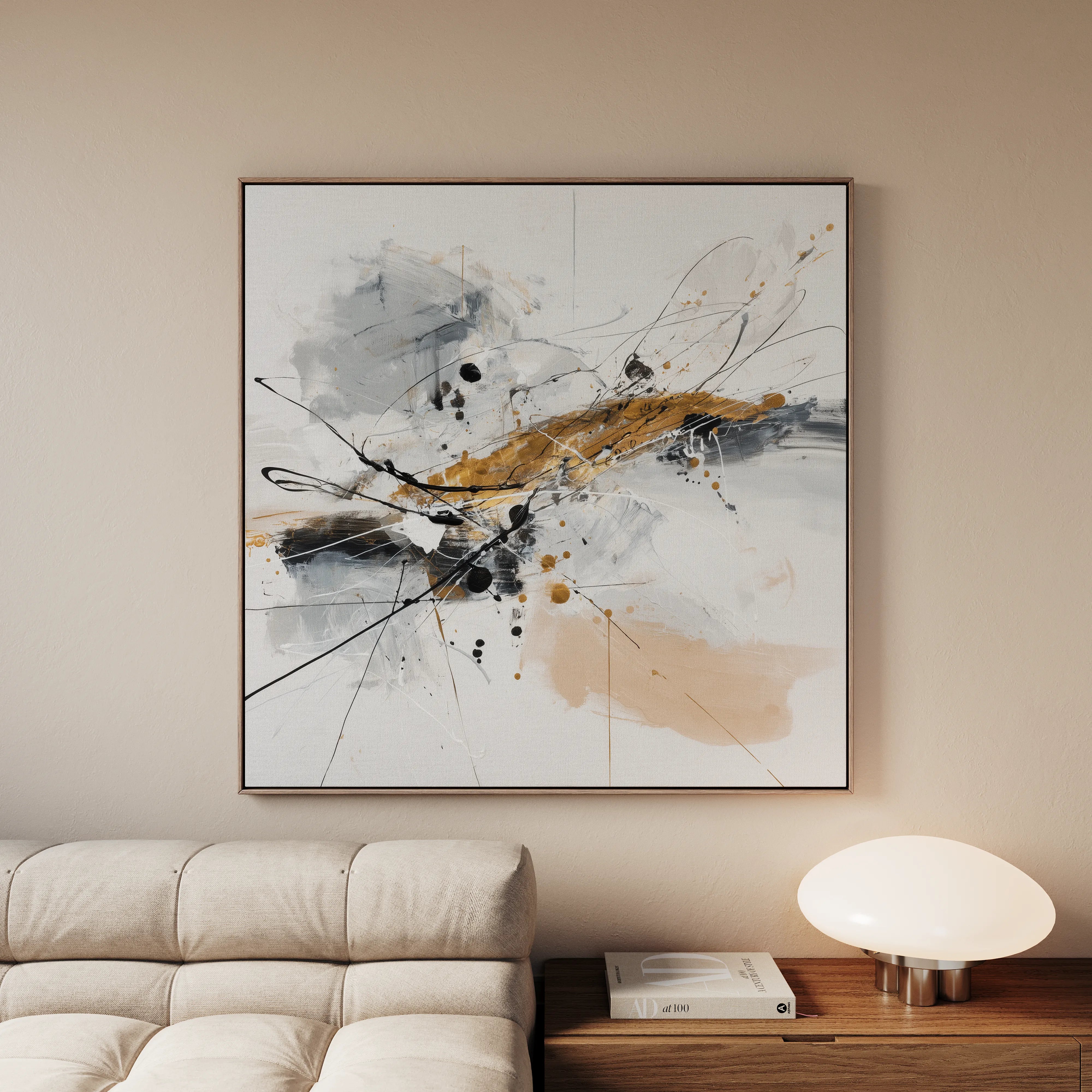 Abstract 1054 Canvas Art 16" x 16" / 40 x 40 cm / Black