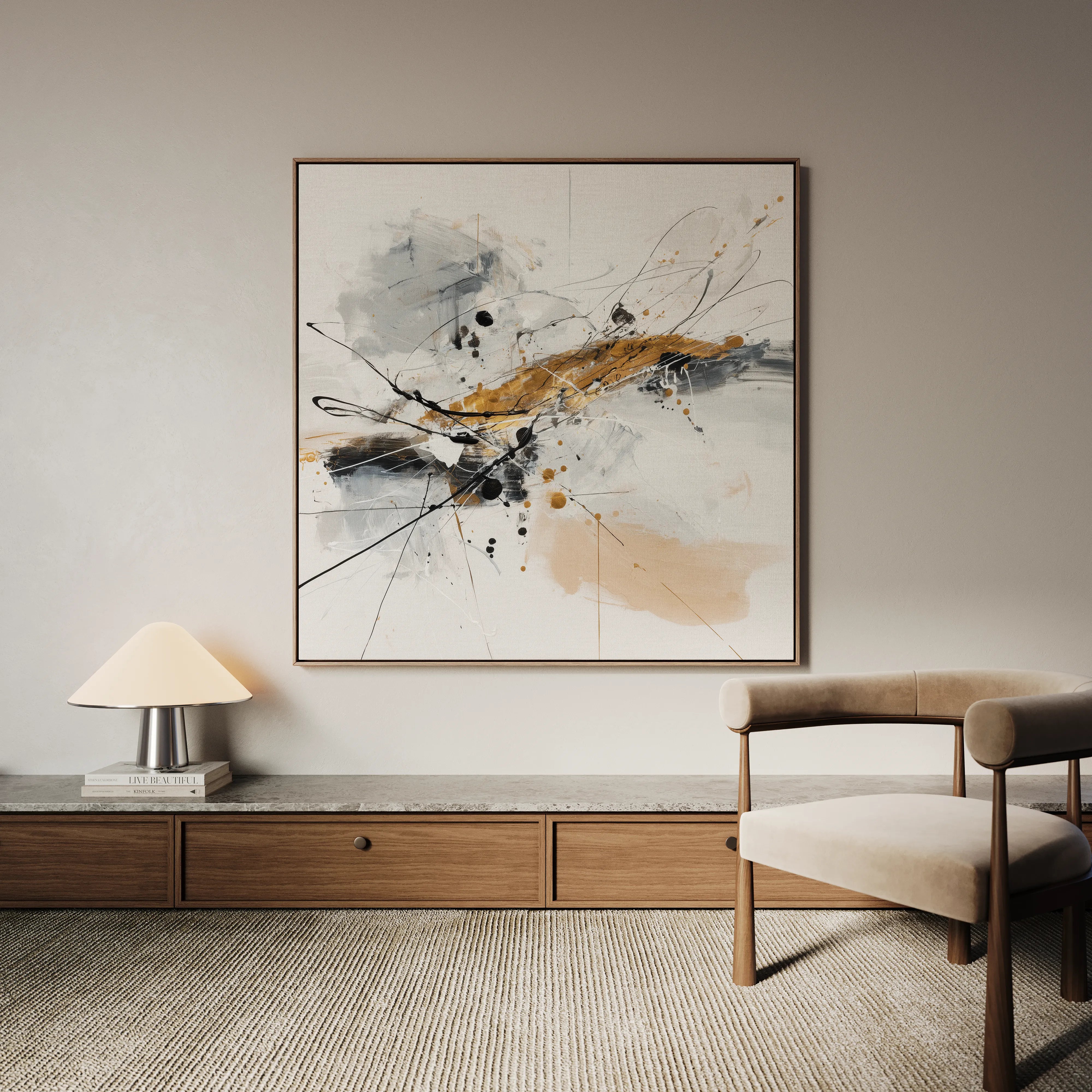 Abstract 1054 Canvas Art 16" x 16" / 40 x 40 cm / Black