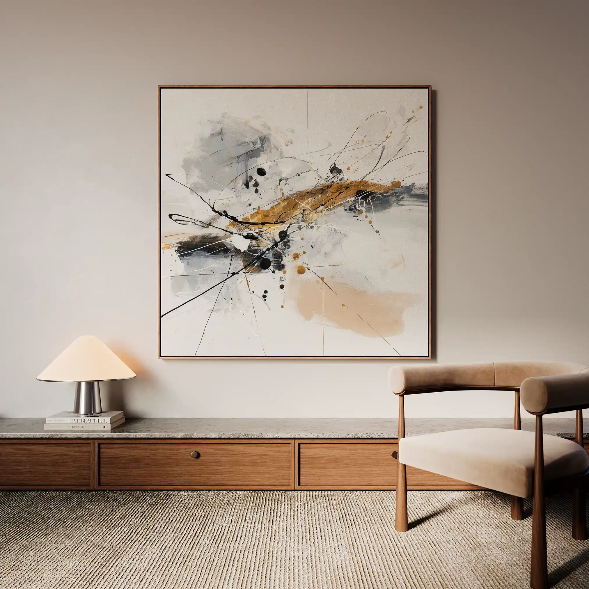 Abstract 1054 Canvas Art 60 x 60 cm / Black